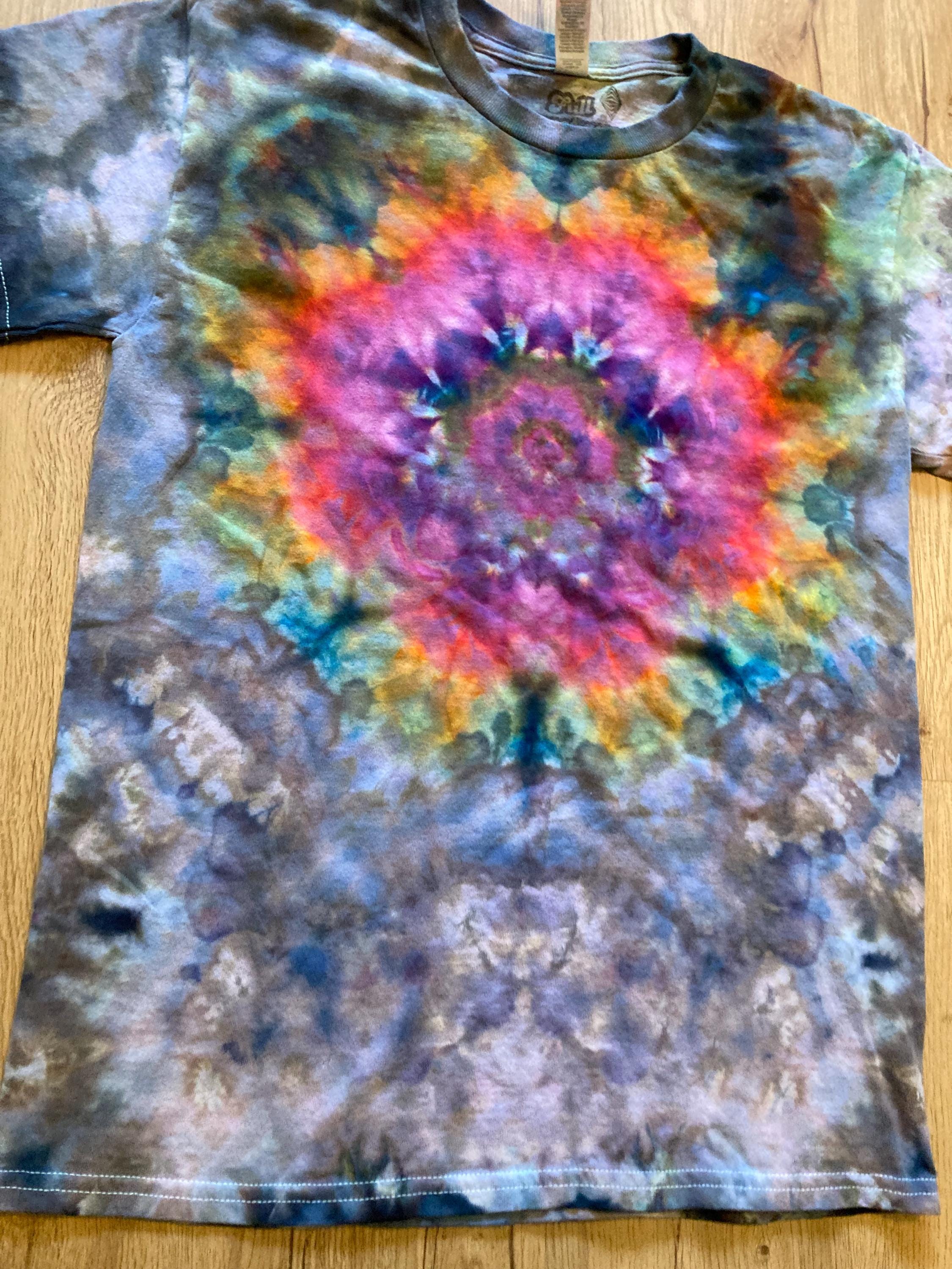 Small Shirt | Lotus Tie Dye Shirt | Psychedelic T Shirt | Galaxy Ice Dye Shirt | Festival Shirt | Mandala Psytrance Shirt | Geode Tie Dye