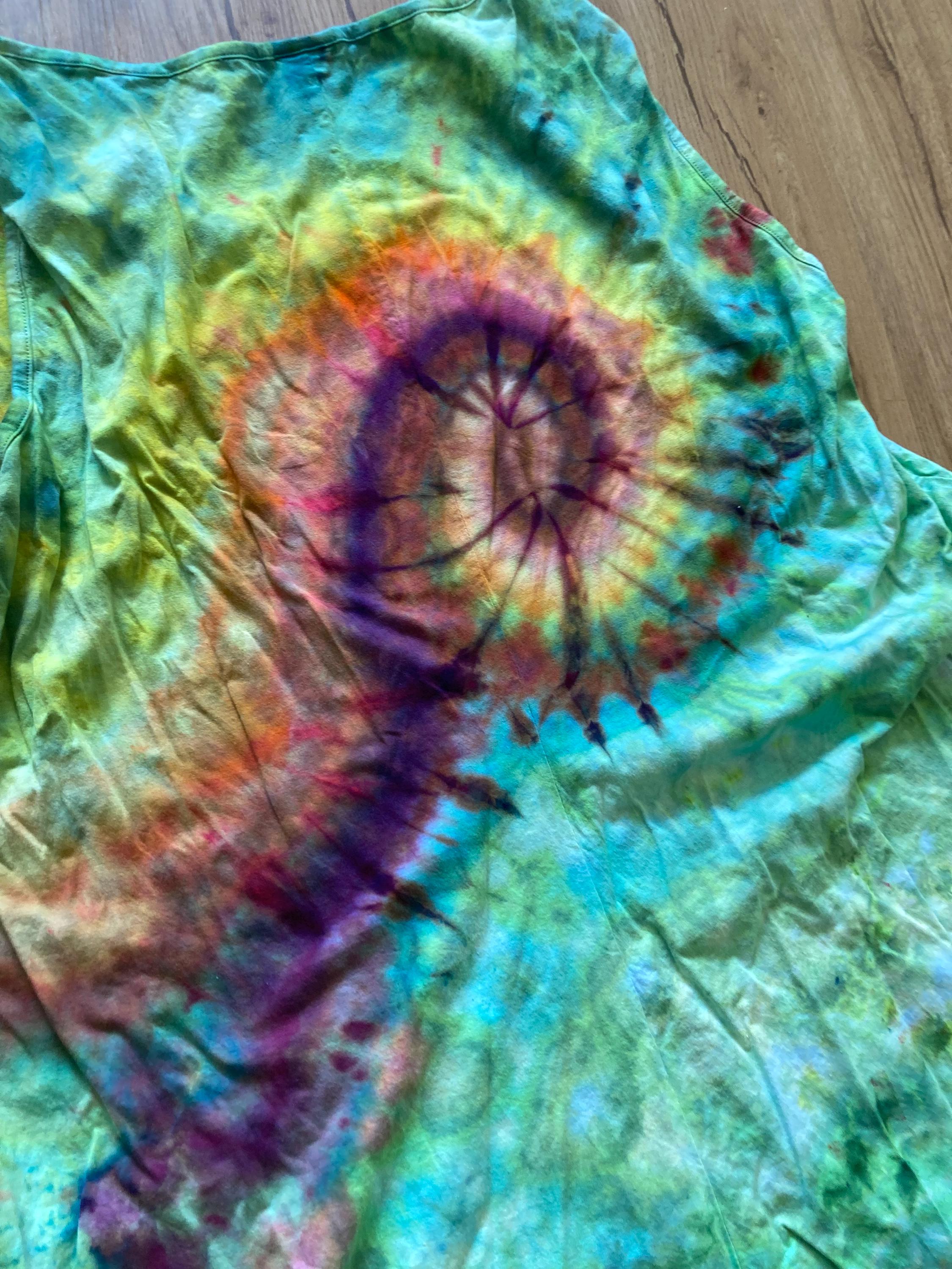 Size XL Dress | Psychedelic Hippie Dress | High Low Tie Dye Dress | Special Image Tank Dress | Festival Apparel | Galaxy Ice Dye Dress
