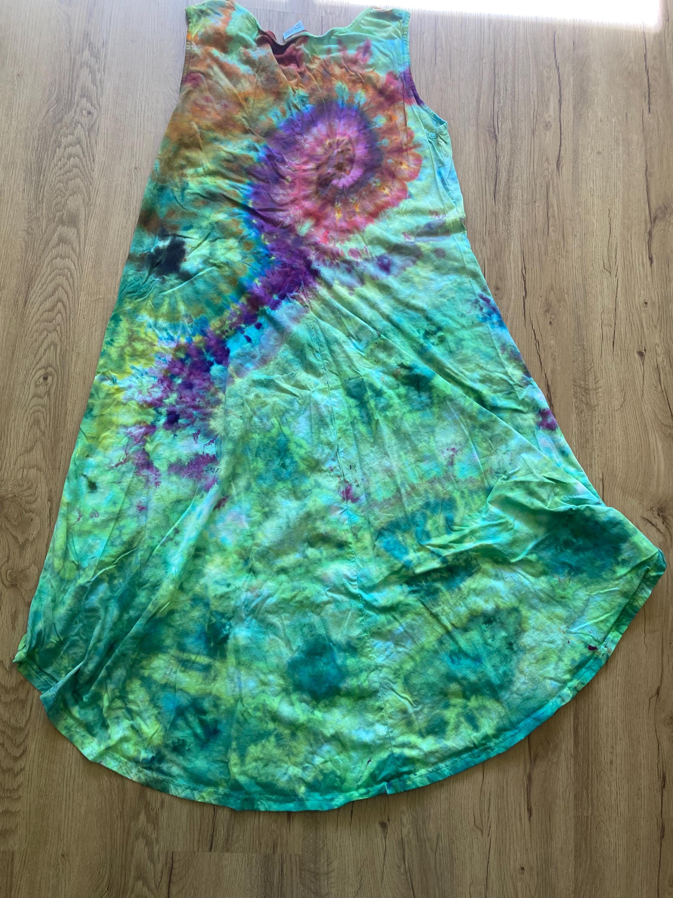 Large  Special Tie Dye dress Psychedelic  kaleidoscopic burst mandala flower Galaxy