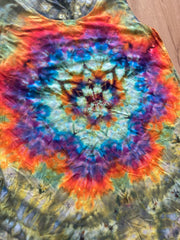 Size 2xl Dress | Psychedelic Hippie Dress | High Low Tie Dye Dress | Mandala Flower Tank Dress | Festival Apparel | Galaxy Ice Dye Dress