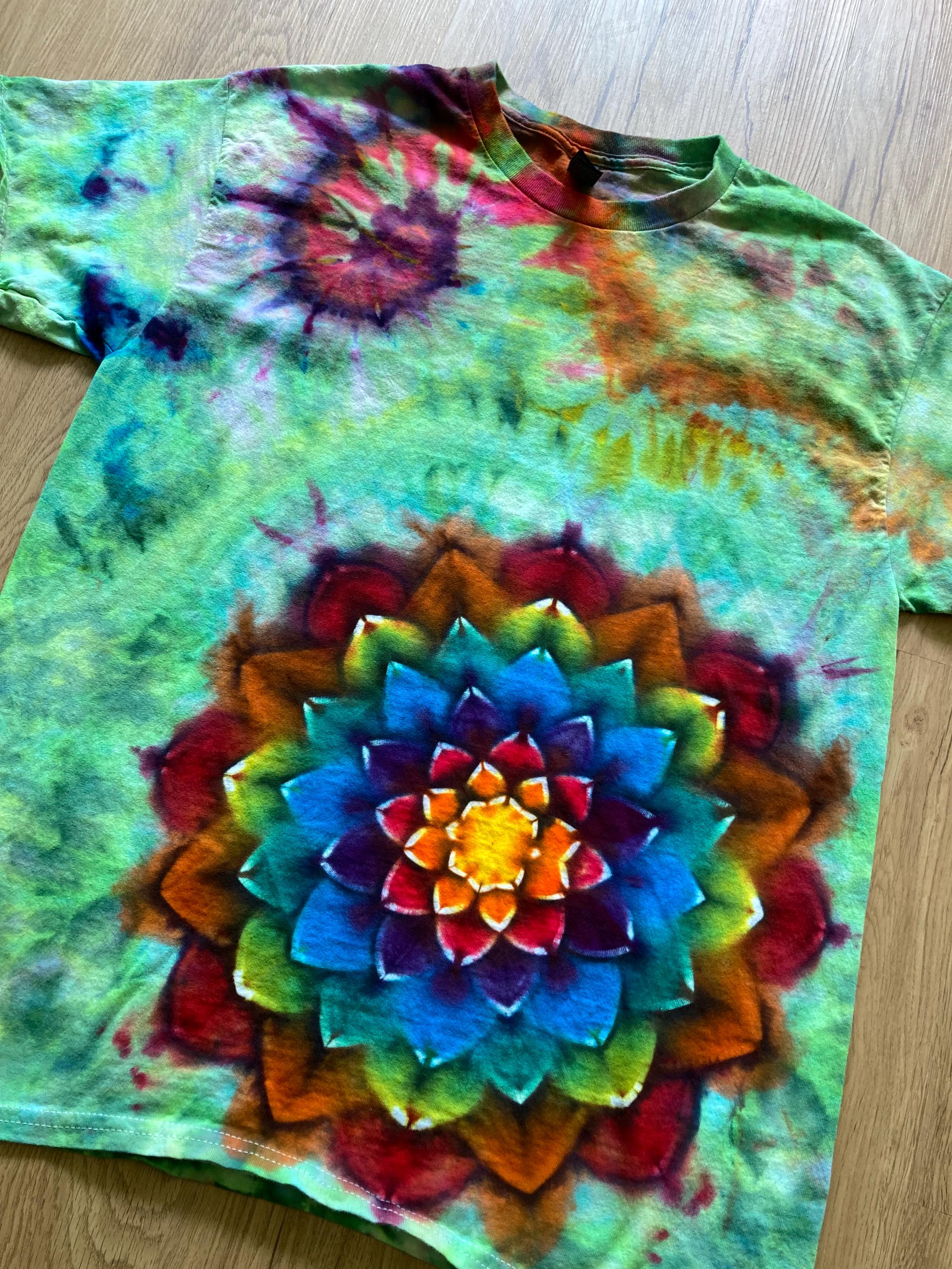 Large Special Tie Dye T-Shirt psychedelic kaleidoscopic mandala  ice dye
