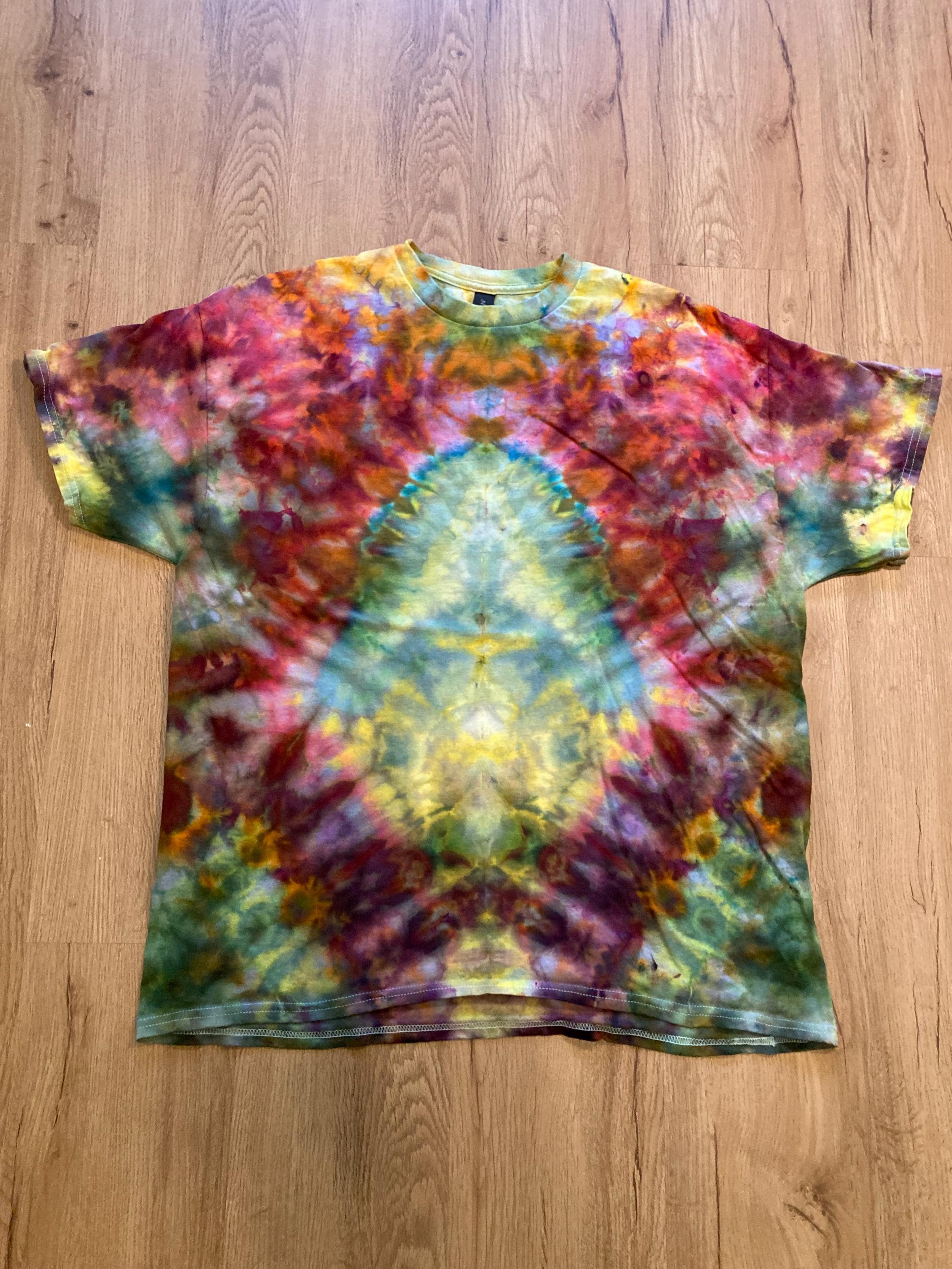 Xl Shirt | fractal Tie Dye Shirt | Psychedelic T Shirt | Galaxy Ice Dye Shirt | Festival Shirt | Mandala Psytrance Shirt | Geode Tie Dye