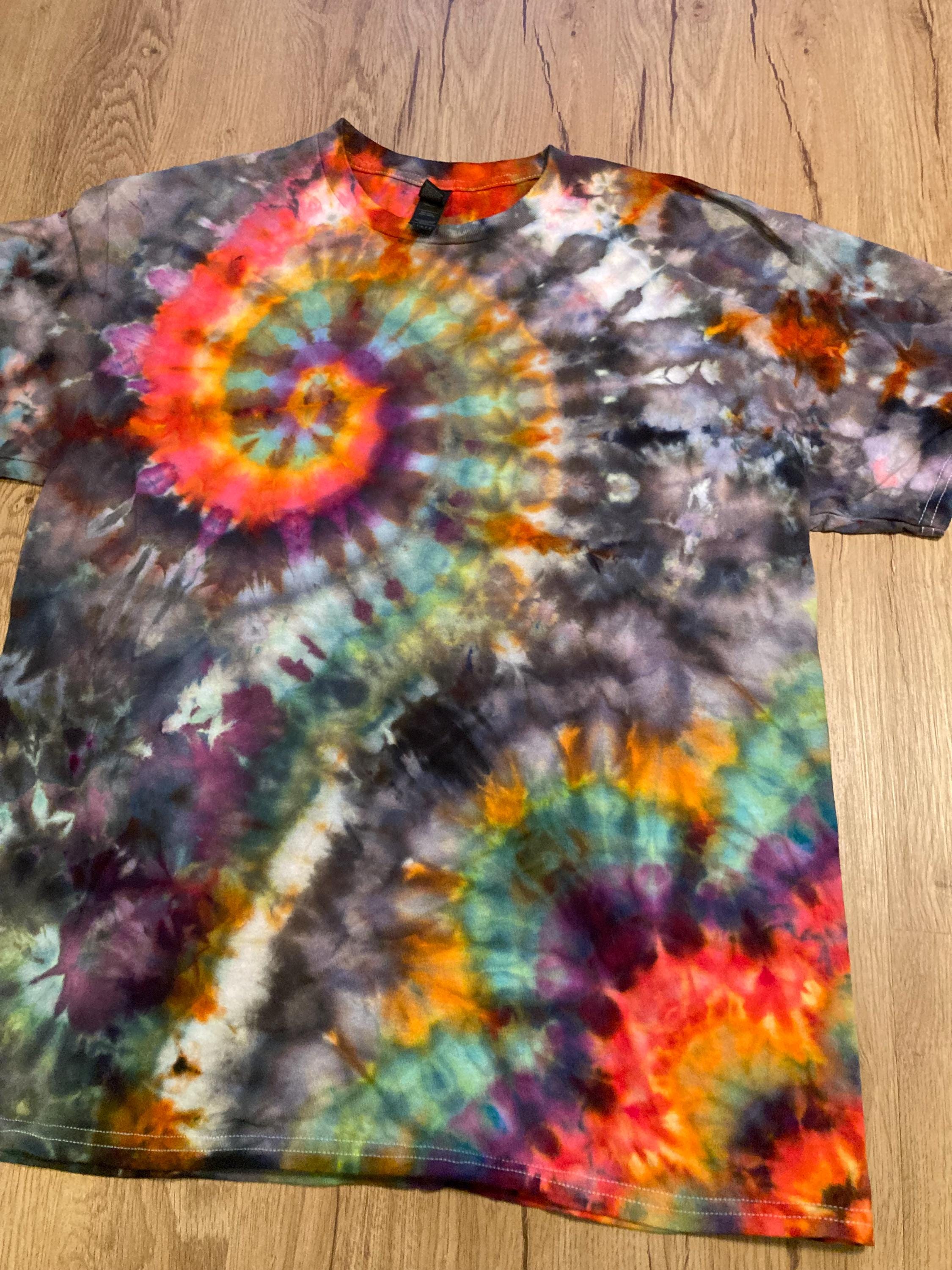 Large Special Tie Dye T-Shirt psychedelic kaleidoscopic mandala  ice dye