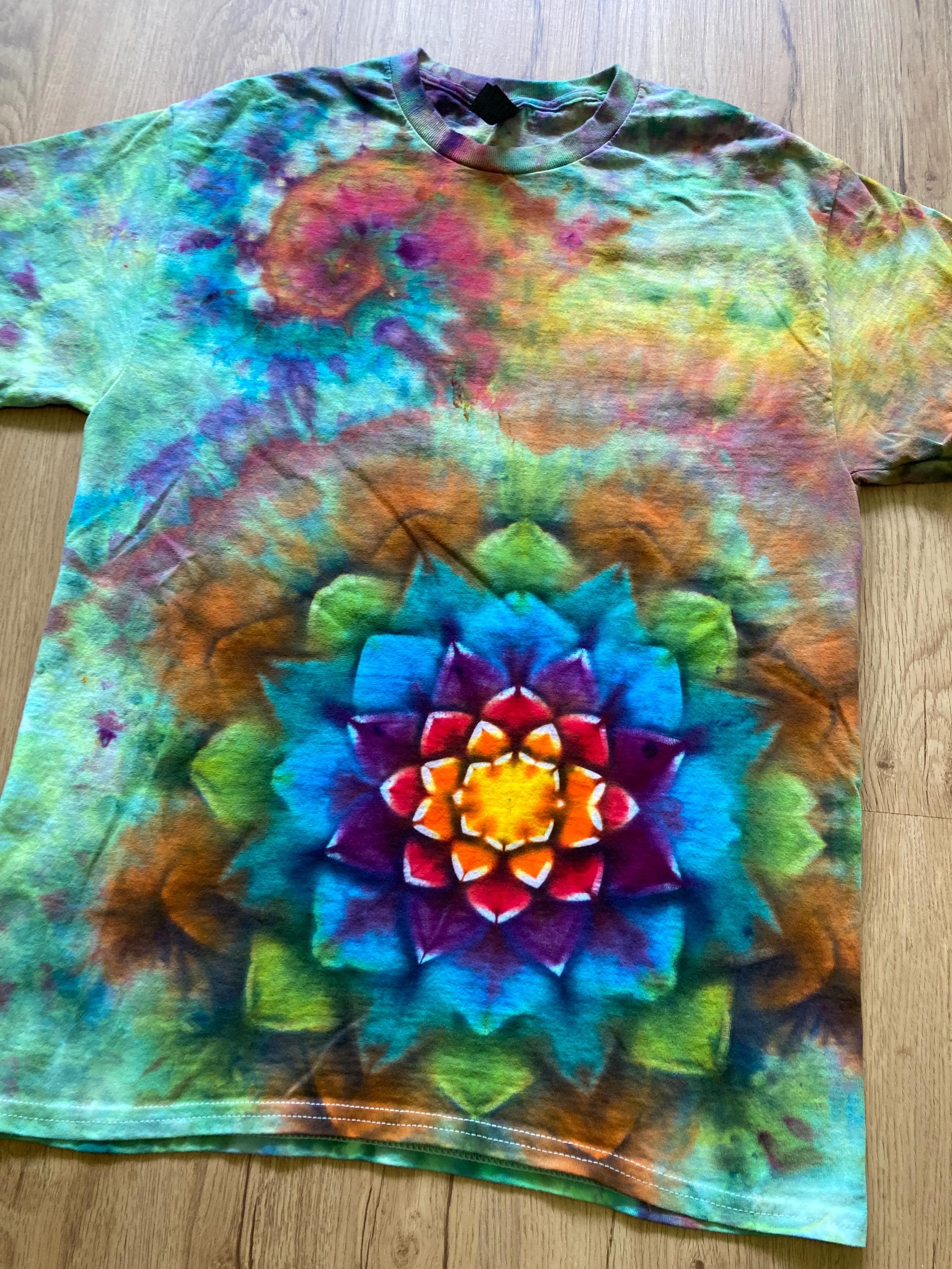 Medium Shirt | Special Tie Dye Shirt | Psychedelic T Shirt | Galaxy Ice Dye Shirt | Festival Shirt | Mandala Psytrance Shirt | Geode Tie Dye