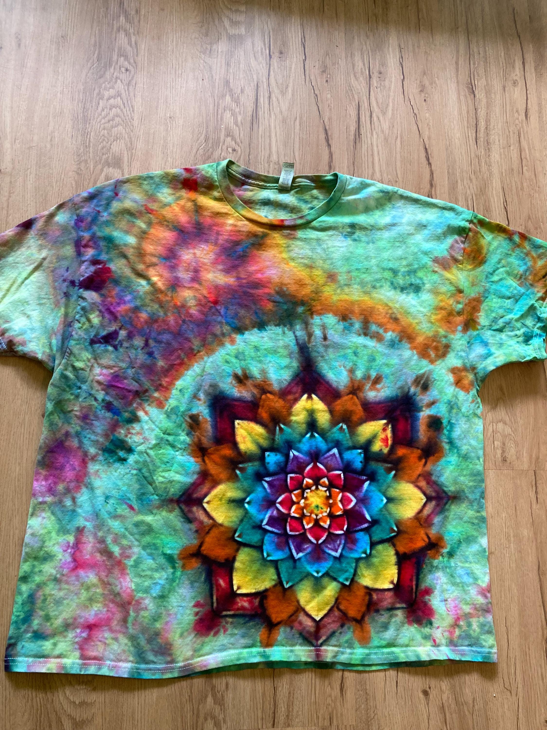 3XL Shirt | Special Tie Dye Shirt | Psychedelic T Shirt | Galaxy Ice Dye Shirt | Festival Shirt | Mandala Psytrance Shirt | Geode Tie Dye