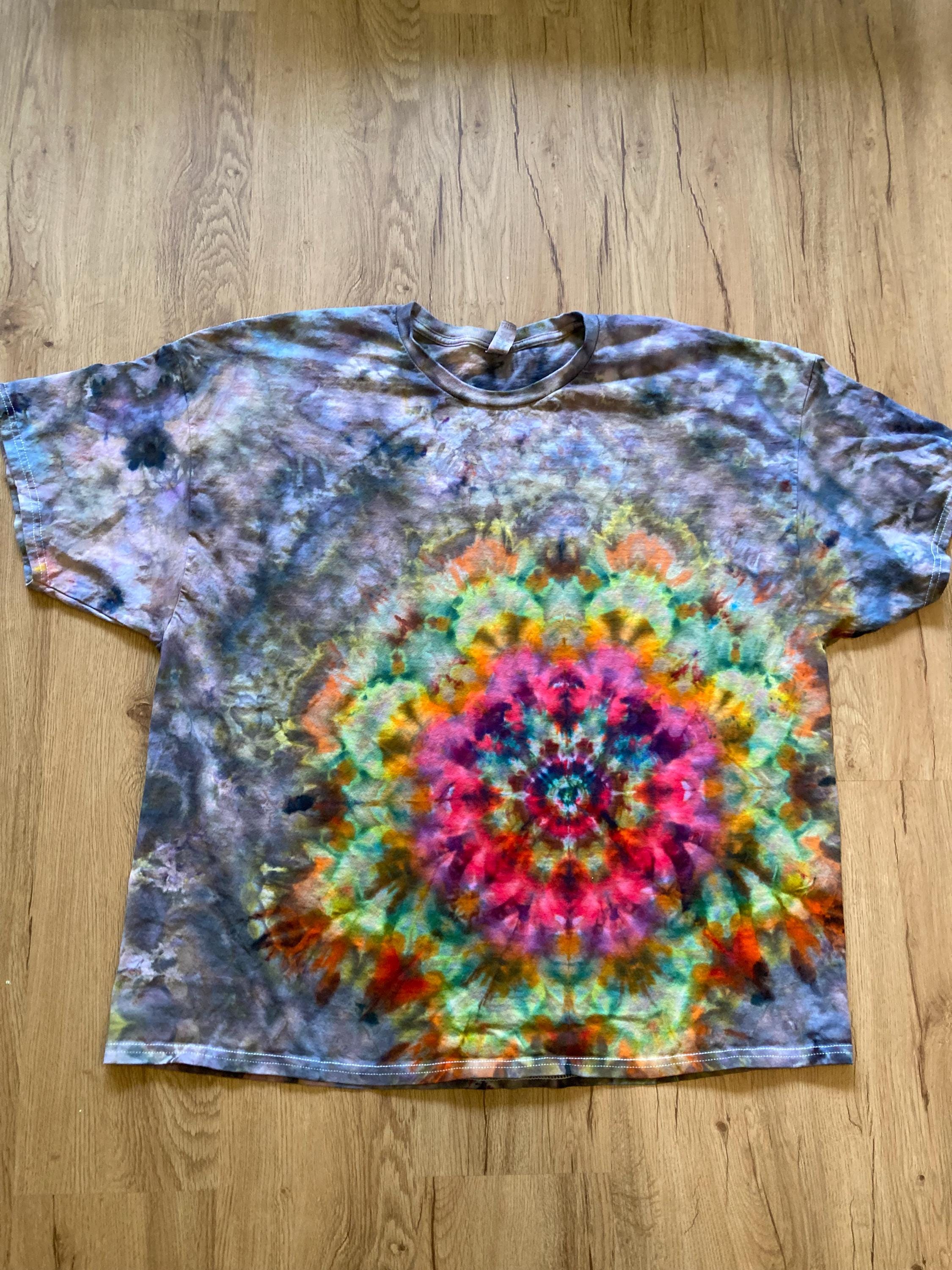 3XL Shirt | Lotus Tie Dye Shirt | Psychedelic T Shirt | Galaxy Ice Dye Shirt | Festival Shirt | Mandala Psytrance Shirt | Geode Tie Dye