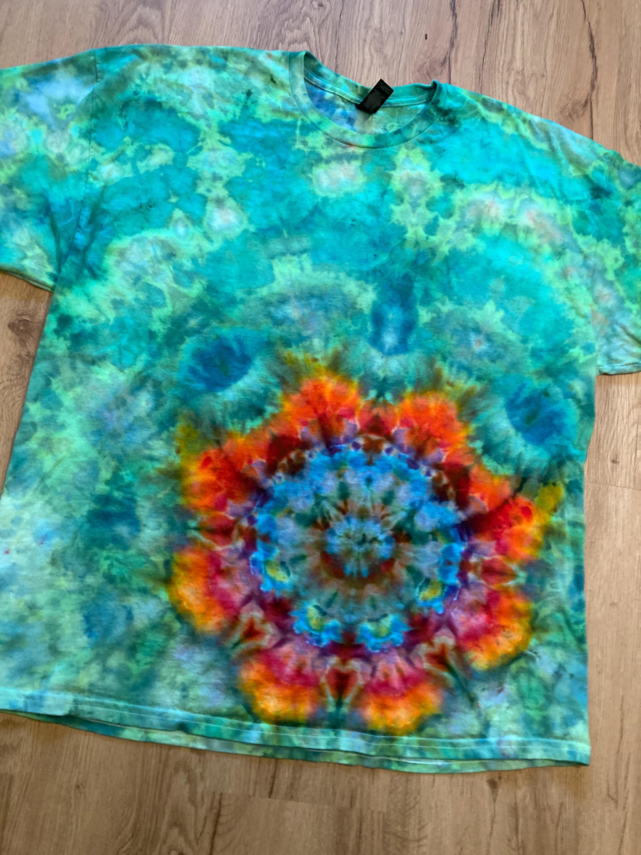 2Xl | Lotus Tie Dye Shirt | Psychedelic T Shirt | Galaxy Ice Dye Shirt | Festival Shirt | Mandala Psytrance Shirt | Geode Tie Dye