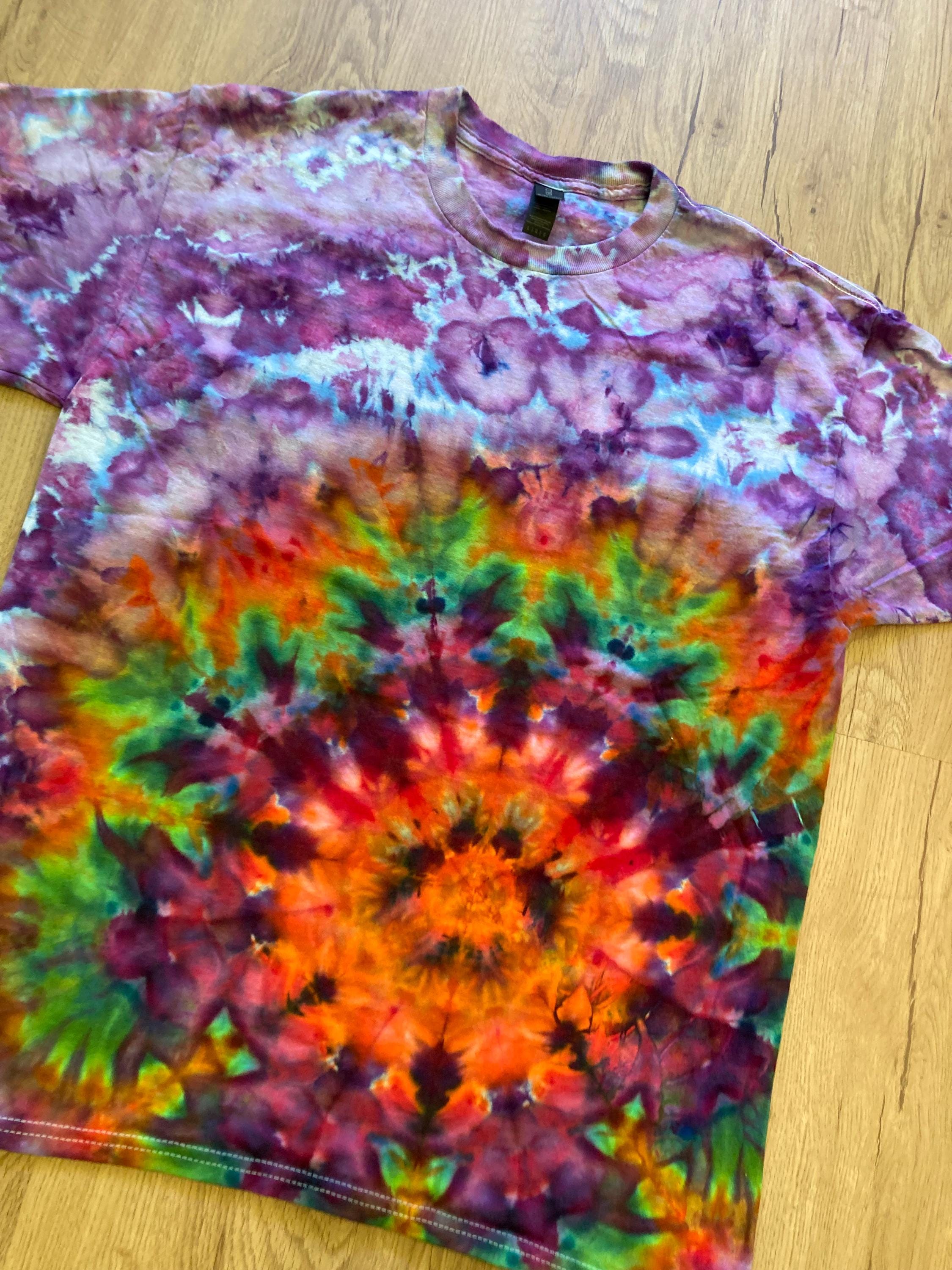 Large Shirt | Lotus Tie Dye Shirt | Psychedelic T Shirt | Galaxy Ice Dye Shirt | Festival Shirt | Mandala Psytrance Shirt | Geode Tie Dye