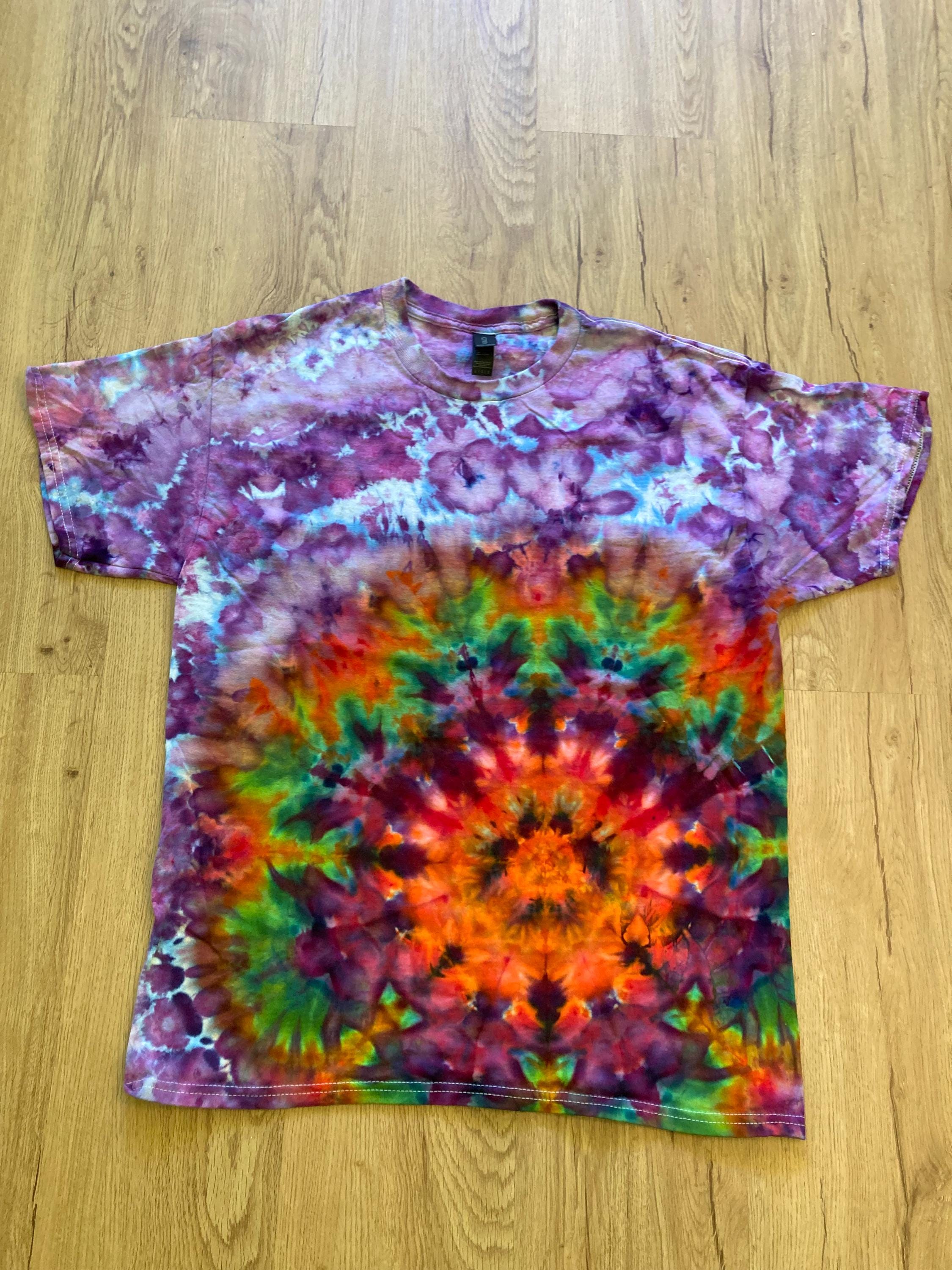 Large Shirt | Lotus Tie Dye Shirt | Psychedelic T Shirt | Galaxy Ice Dye Shirt | Festival Shirt | Mandala Psytrance Shirt | Geode Tie Dye