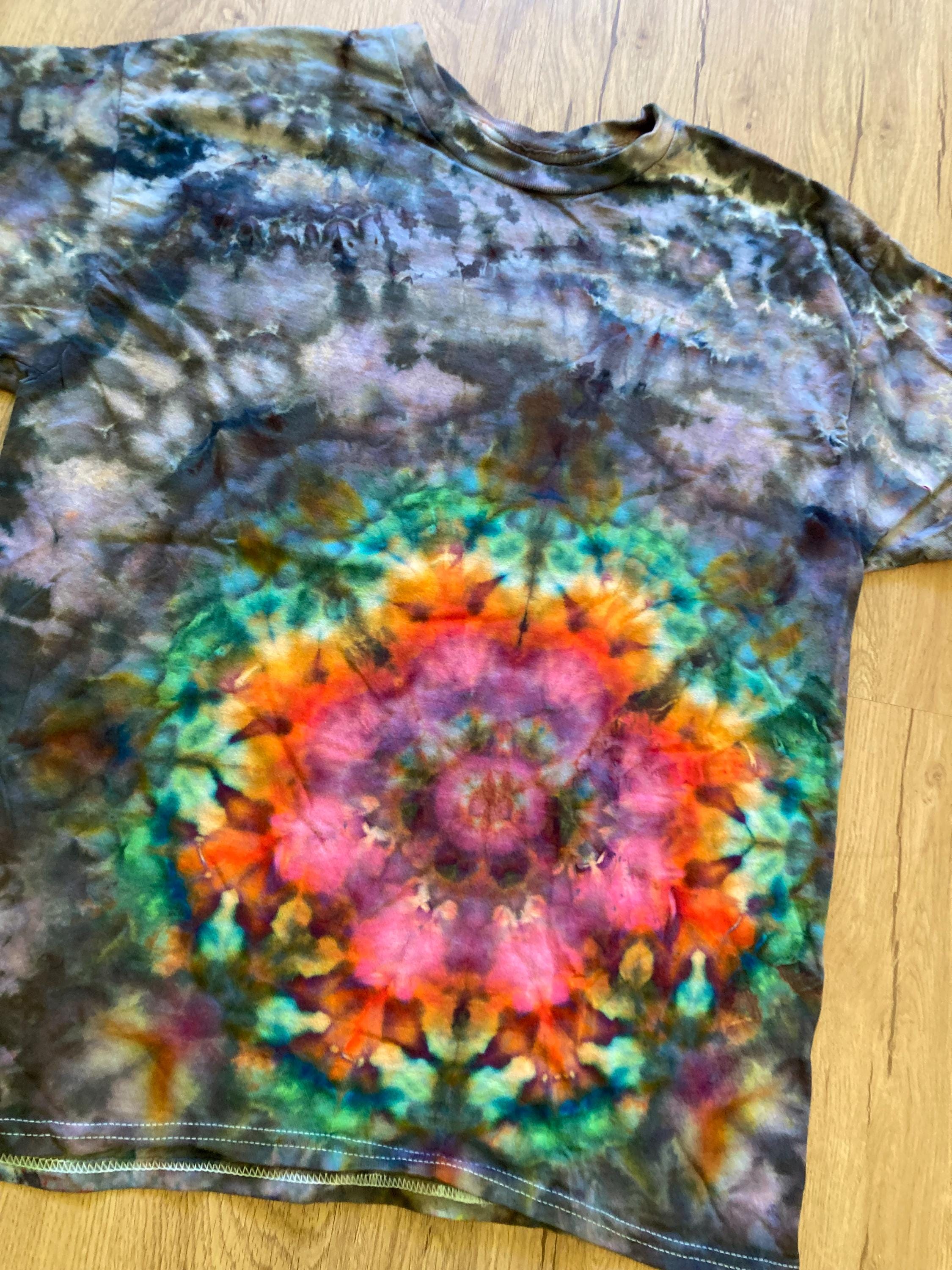 Large Shirt | Lotus Tie Dye Shirt | Psychedelic T Shirt | Galaxy Ice Dye Shirt | Festival Shirt | Mandala Psytrance Shirt | Geode Tie Dye