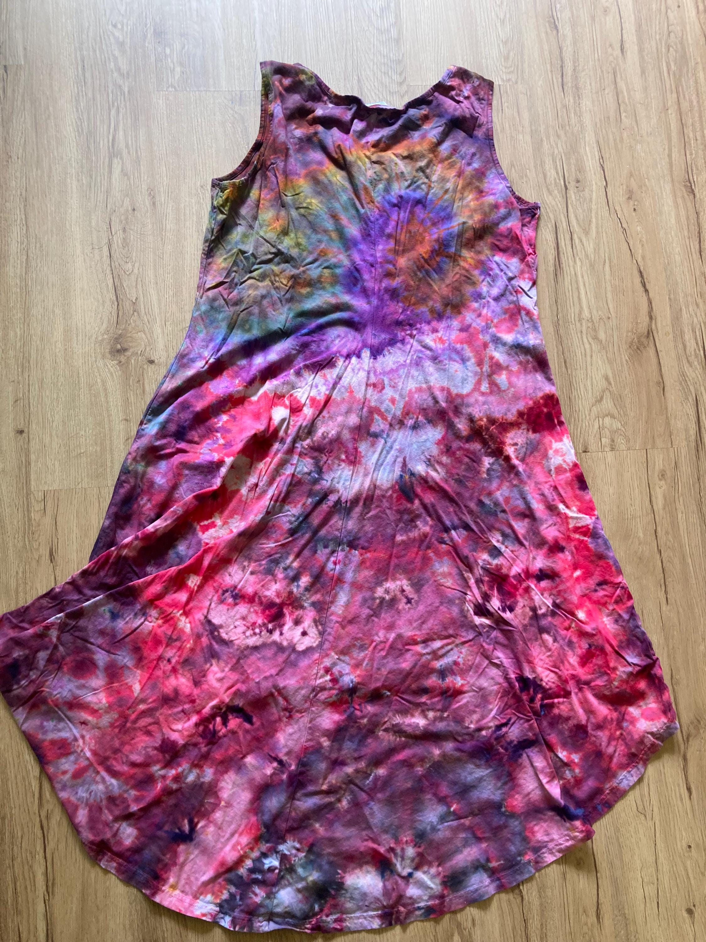 Large  Special Tie Dye dress Psychedelic  kaleidoscopic burst mandala flower Galaxy