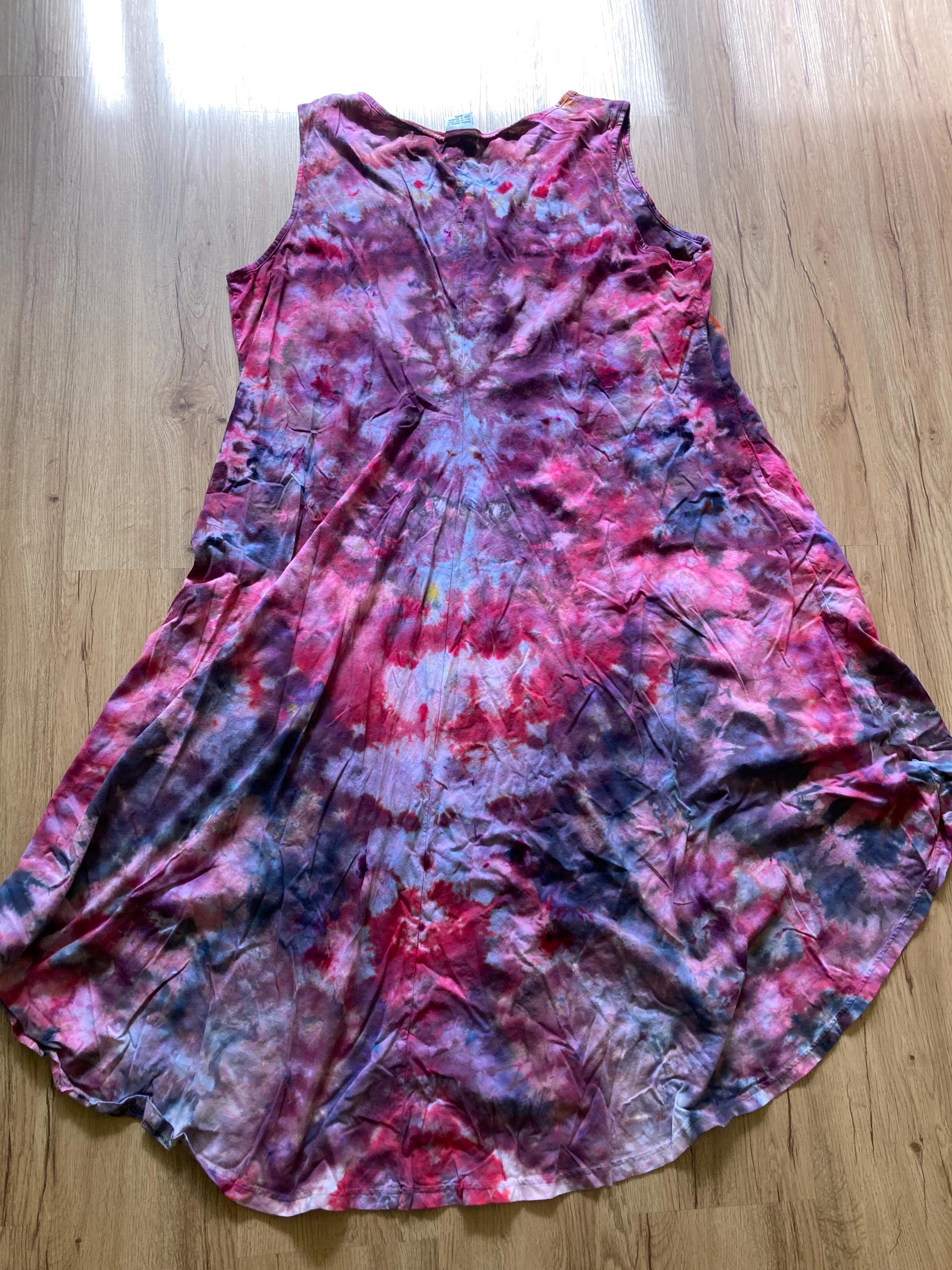 Size 2xl Dress | Psychedelic Hippie Dress | High Low Tie Dye Dress | Mandala Flower Tank Dress | Festival Apparel | Galaxy Ice Dye Dress