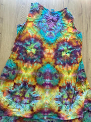 Size 2xl Dress | Psychedelic Hippie Dress | High Low Tie Dye Dress | Mandala Flower Tank Dress | Festival Apparel | Galaxy Ice Dye Dress