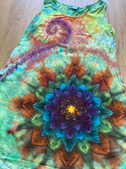 Size XL Dress | Psychedelic Hippie Dress | High Low Tie Dye Dress | Special Image Tank Dress | Festival Apparel | Galaxy Ice Dye Dress