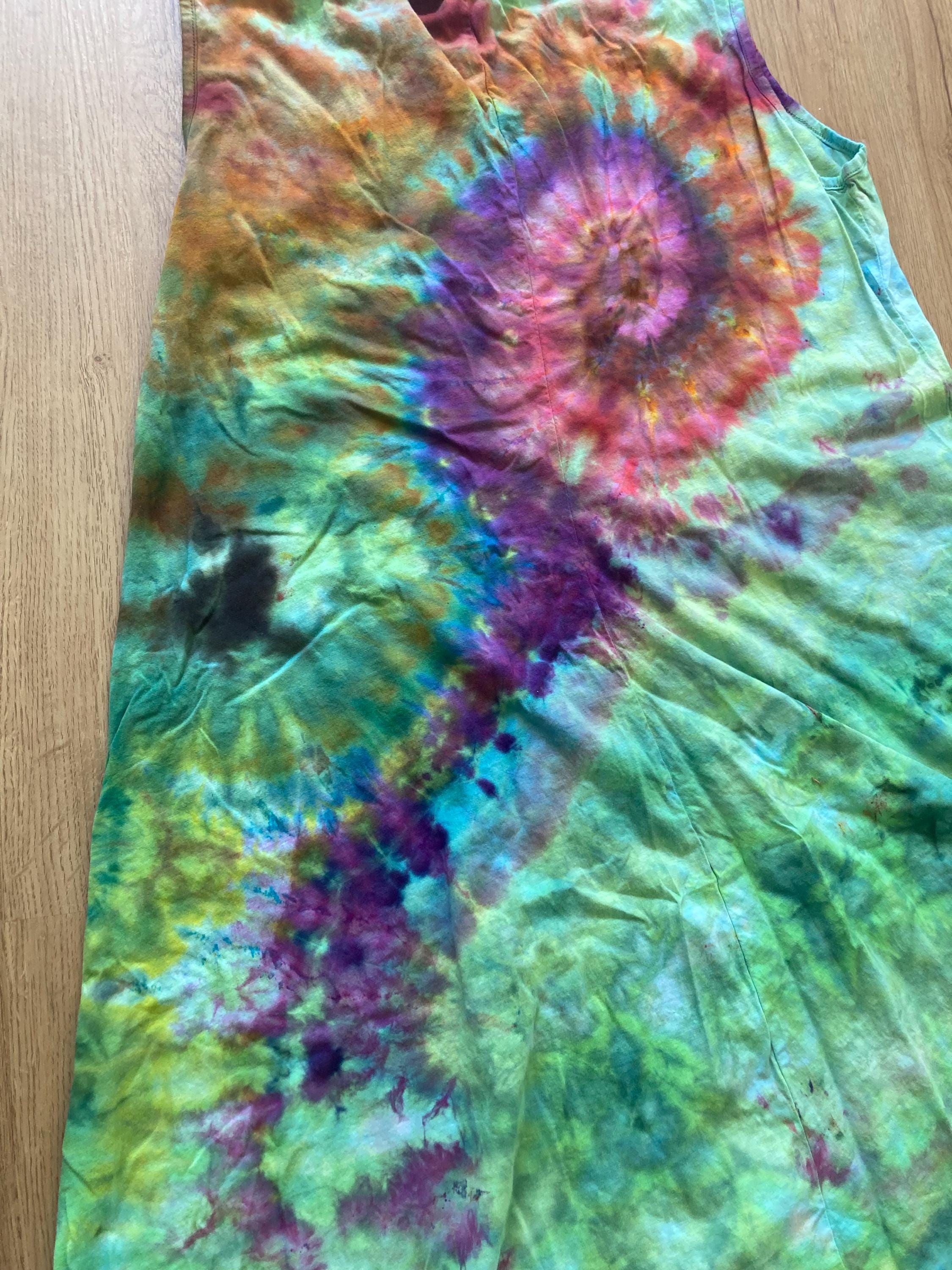 Large  Special Tie Dye dress Psychedelic  kaleidoscopic burst mandala flower Galaxy