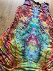 Size 2xl Dress | Psychedelic Hippie Dress | High Low Tie Dye Dress | Mandala Flower Tank Dress | Festival Apparel | Galaxy Ice Dye Dress