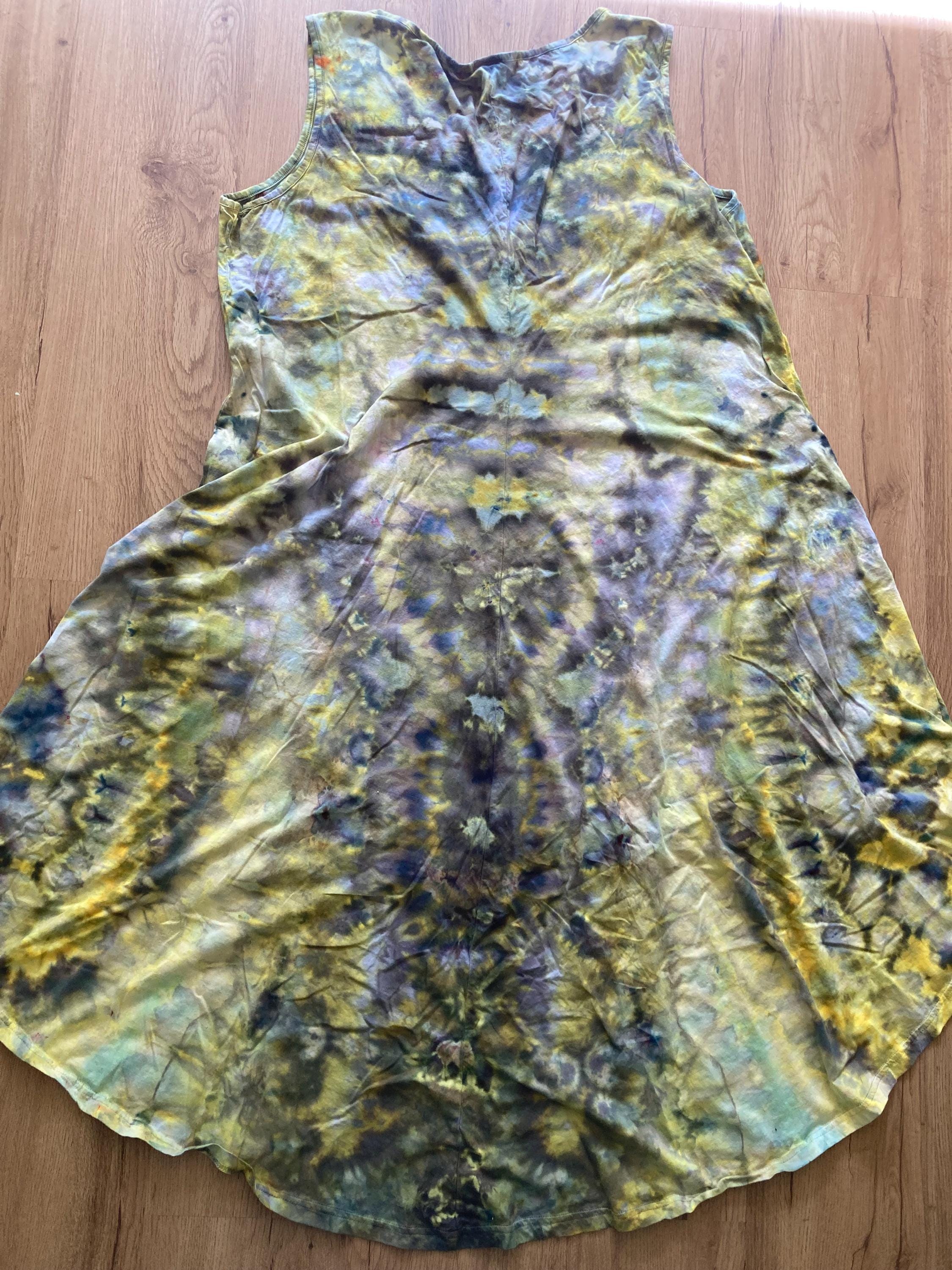 Size 2xl Dress | Psychedelic Hippie Dress | High Low Tie Dye Dress | Mandala Flower Tank Dress | Festival Apparel | Galaxy Ice Dye Dress