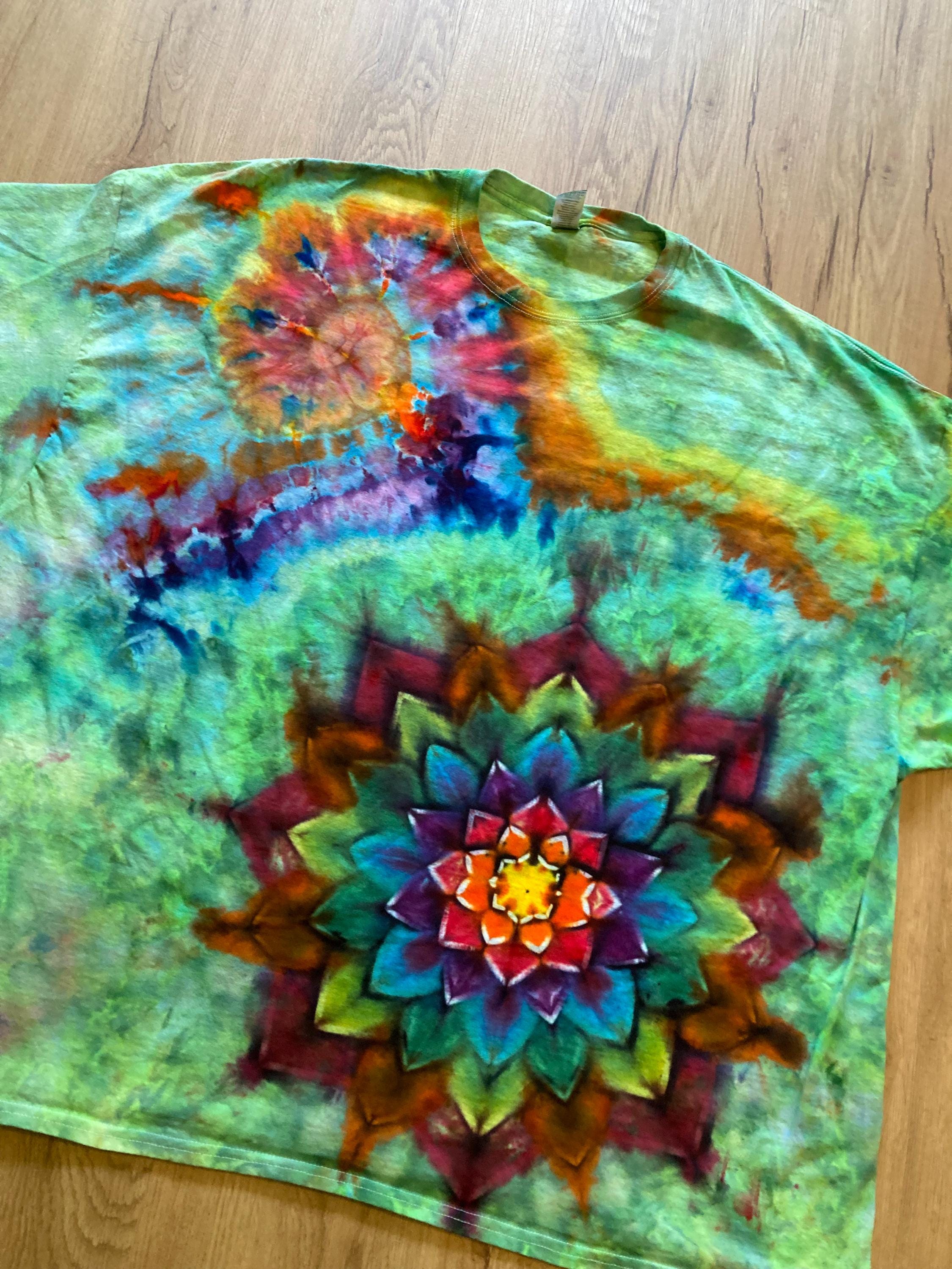 5XL Shirt | Special Tie Dye Shirt | Psychedelic T Shirt | Galaxy Ice Dye Shirt | Festival Shirt | Mandala Psytrance Shirt | Geode Tie Dye
