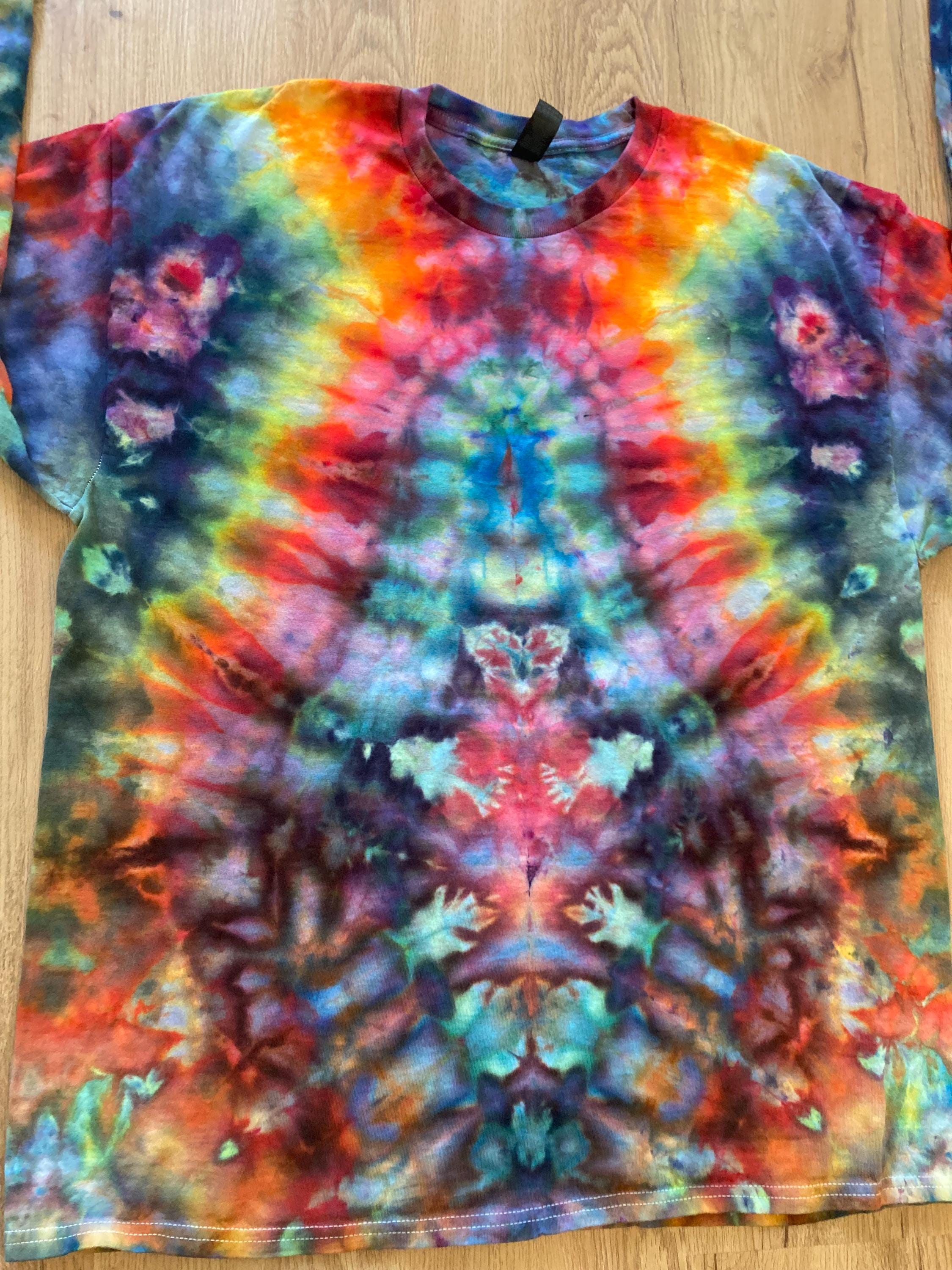 XL Shirt | Handmade fractal Shirt | Trippy Tie Dye Tee | Lotus Flower Shirt | Oversized Tee | Psychedelic Shirt | Long Sleeve Yoga Tee