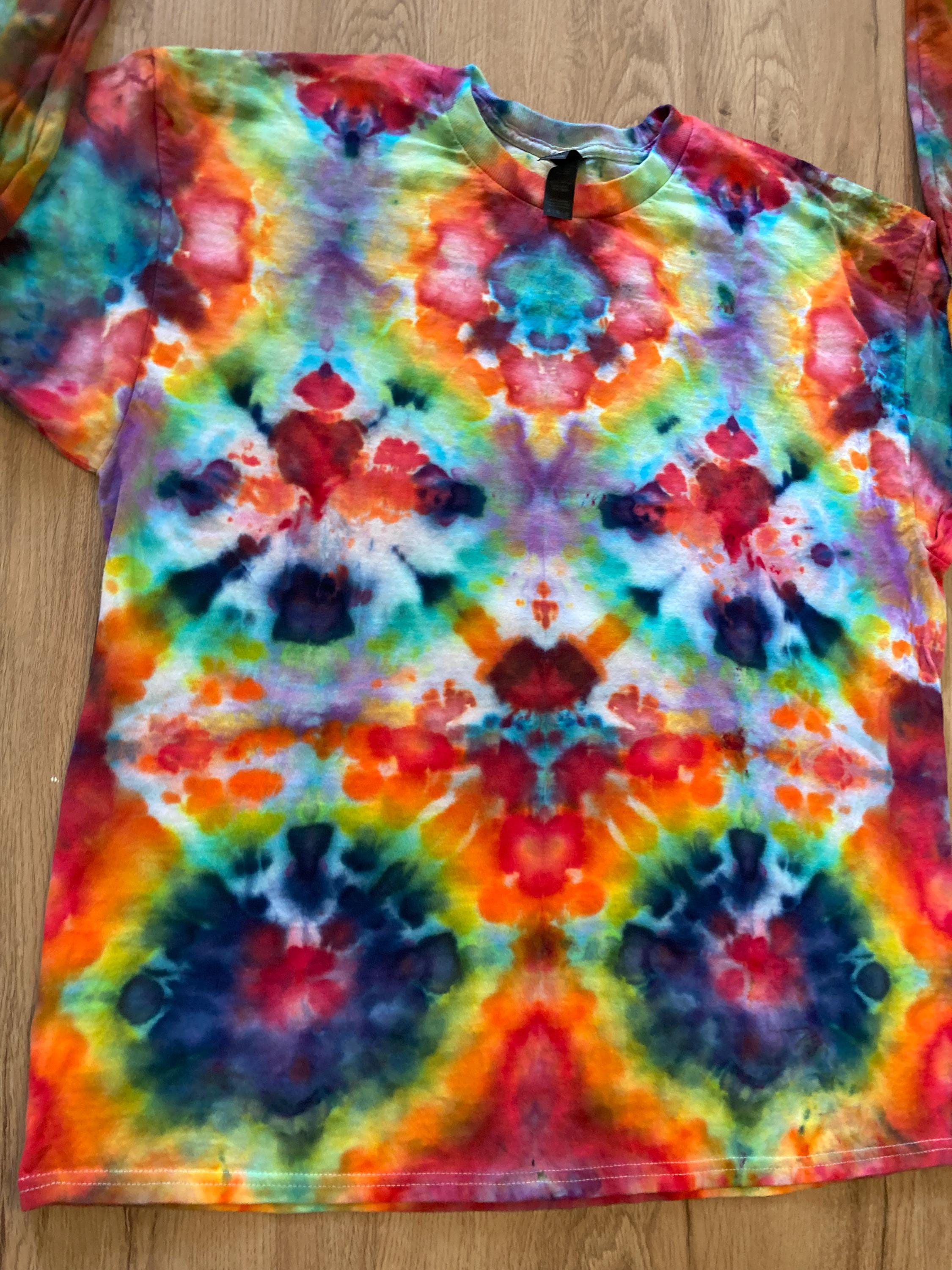 XL Shirt | Handmade fractal Shirt | Trippy Tie Dye Tee | Lotus Flower Shirt | Oversized Tee | Psychedelic Shirt | Long Sleeve Yoga Tee