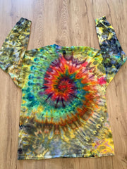 XL Shirt | Handmade spiral swirl Shirt | Trippy Tie Dye Tee | Lotus Flower Shirt | Oversized Tee | Psychedelic Shirt | Long Sleeve Yoga Tee