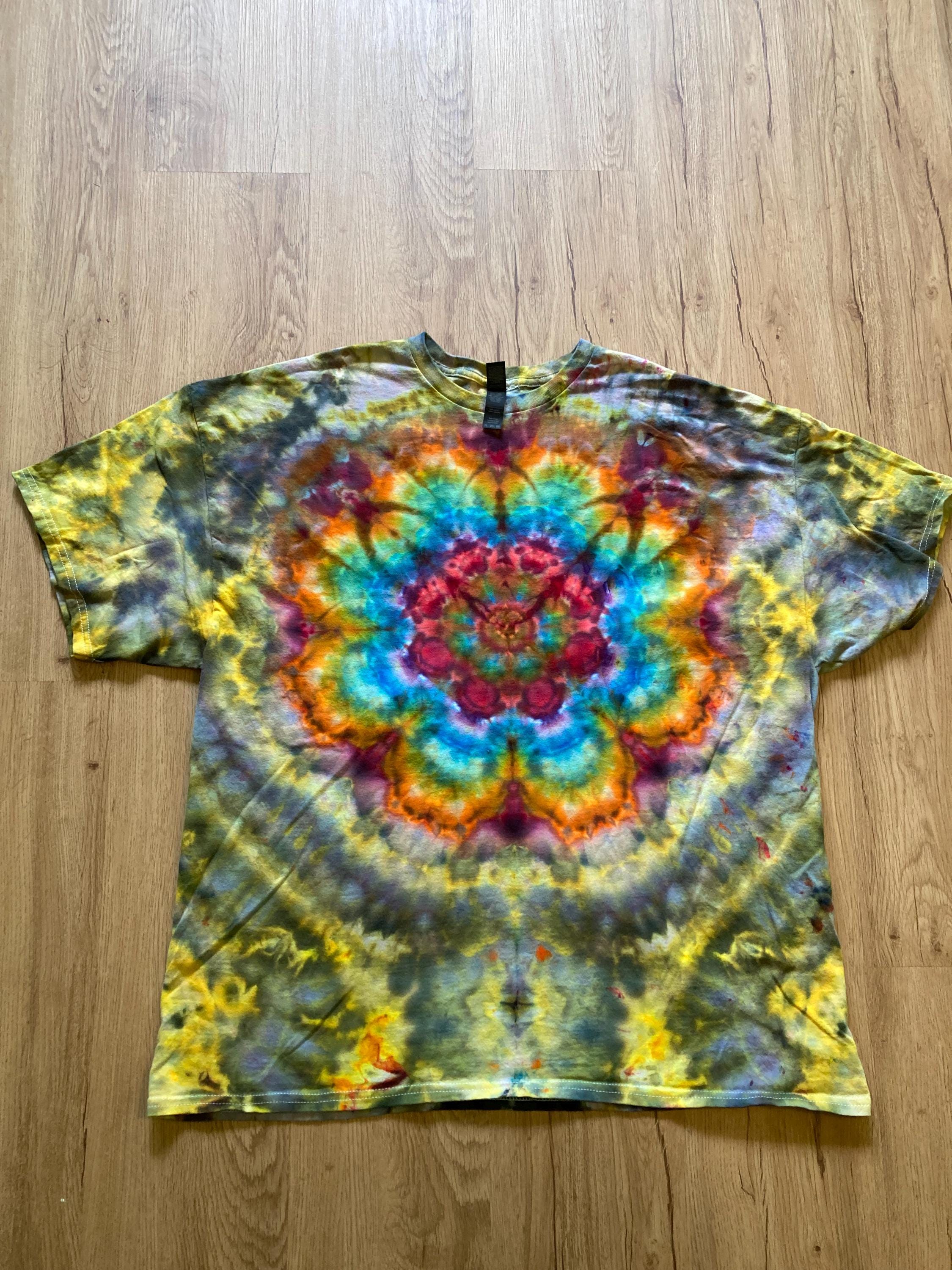 2Xl | Lotus Tie Dye Shirt | Psychedelic T Shirt | Galaxy Ice Dye Shirt | Festival Shirt | Mandala Psytrance Shirt | Geode Tie Dye