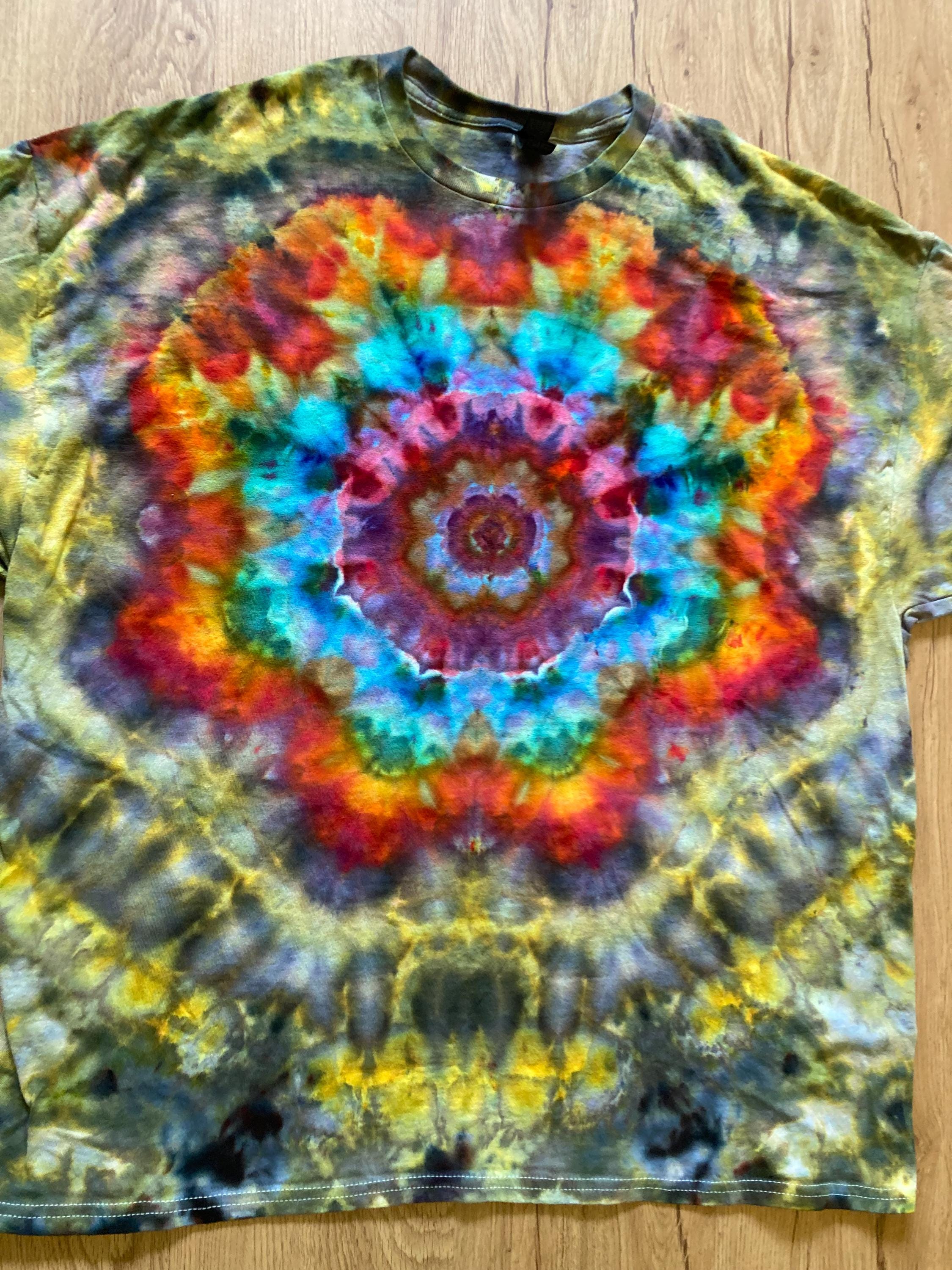 2Xl | Lotus Tie Dye Shirt | Psychedelic T Shirt | Galaxy Ice Dye Shirt | Festival Shirt | Mandala Psytrance Shirt | Geode Tie Dye