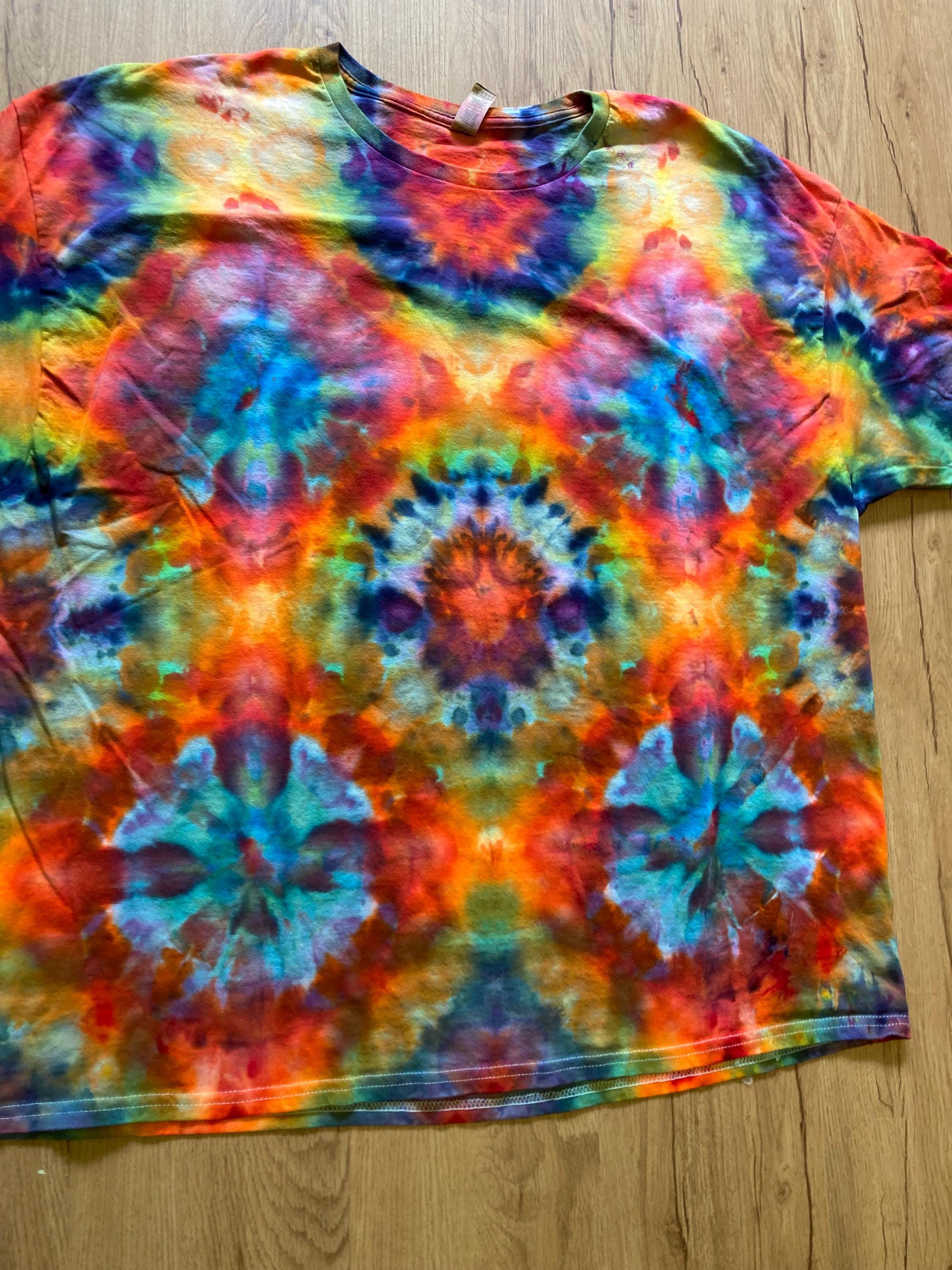 3XL Shirt | Fractal Tie Dye Shirt | Psychedelic T Shirt | Galaxy Ice Dye Shirt | Festival Shirt | Mandala Psytrance Shirt | Geode Tie Dye