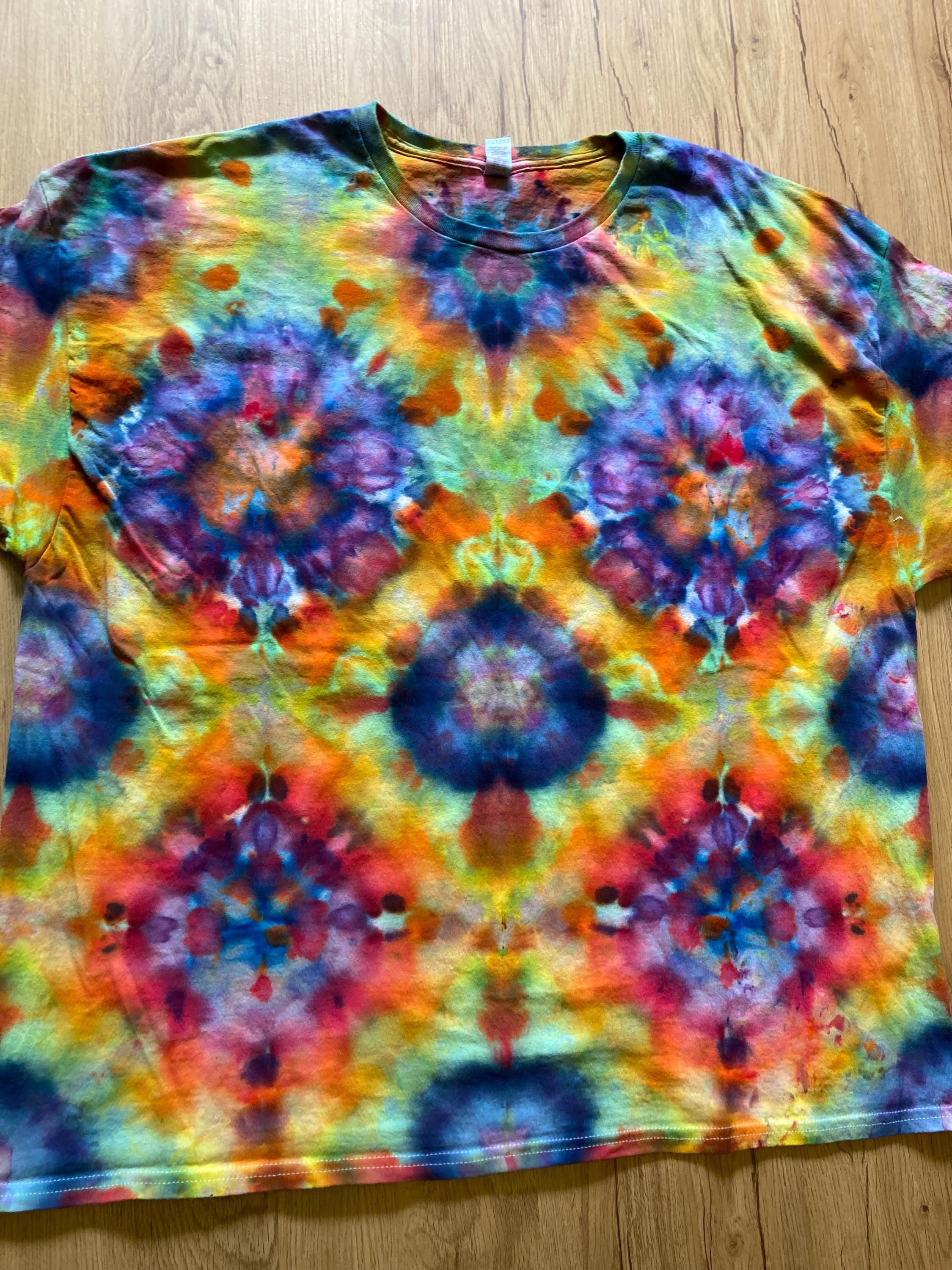 3XL Shirt | Fractal Tie Dye Shirt | Psychedelic T Shirt | Galaxy Ice Dye Shirt | Festival Shirt | Mandala Psytrance Shirt | Geode Tie Dye