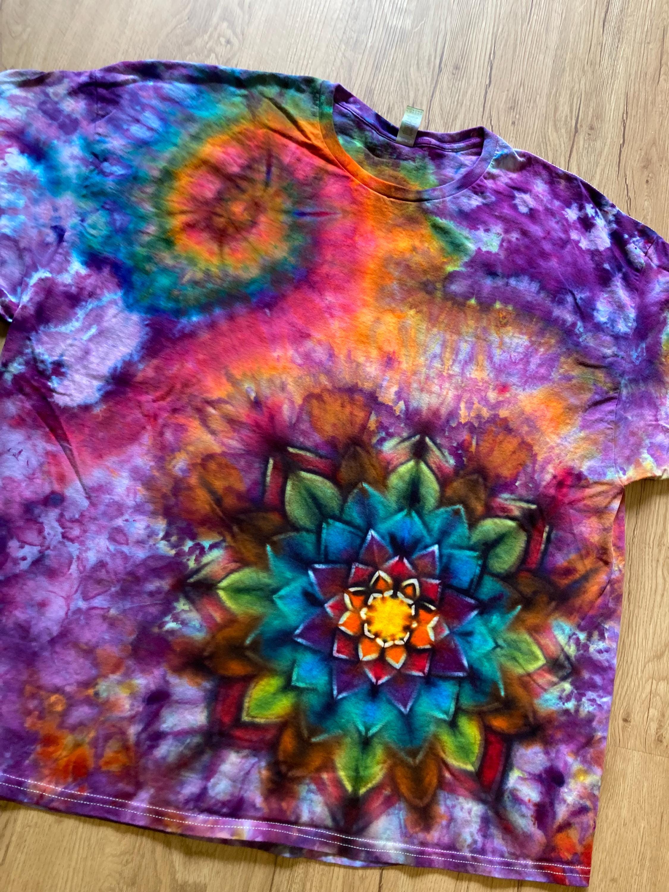 3XL Shirt | Special Tie Dye Shirt | Psychedelic T Shirt | Galaxy Ice Dye Shirt | Festival Shirt | Mandala Psytrance Shirt | Geode Tie Dye
