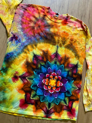 Large Shirt | Handmade Special Mandala Shirt | Trippy Tie Dye | Lotus Flower Shirt | Oversized Tee| Psychedelic Shirt | Long Sleeve Yoga Tee