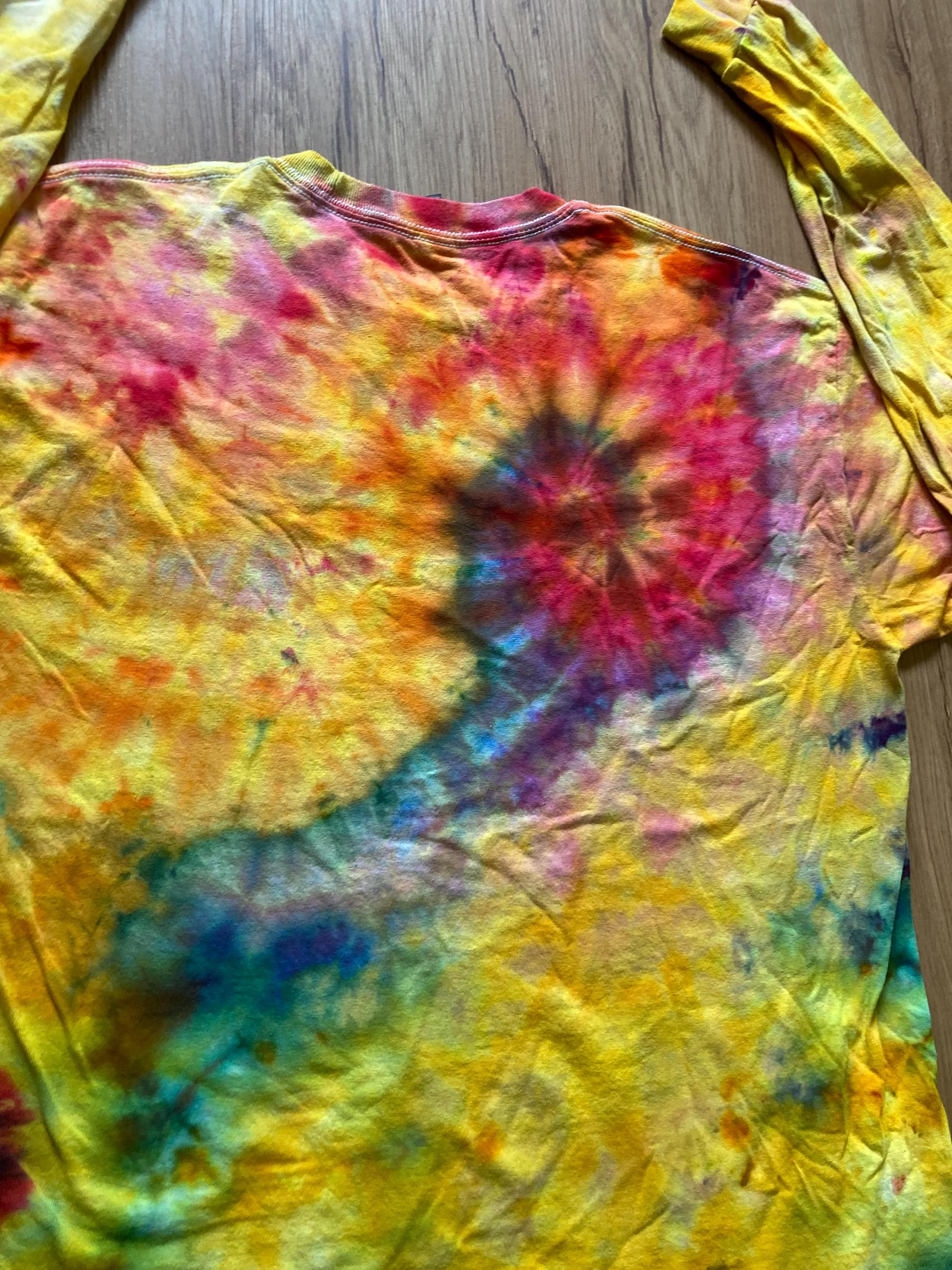 Large Shirt | Handmade Special Mandala Shirt | Trippy Tie Dye | Lotus Flower Shirt | Oversized Tee| Psychedelic Shirt | Long Sleeve Yoga Tee