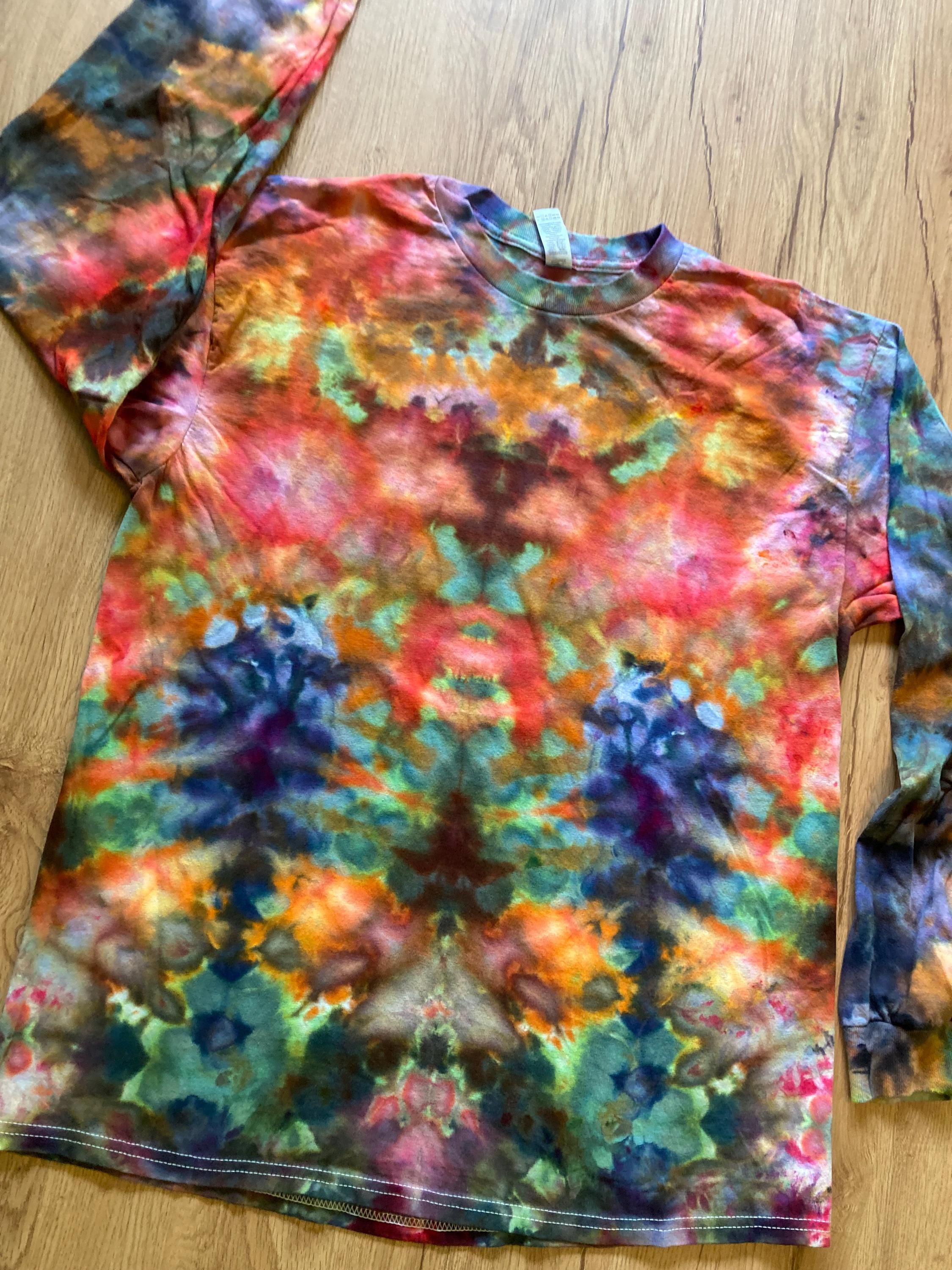 Large Shirt | Handmade fractal Shirt | Trippy Tie Dye Tee | Lotus Flower Shirt | Oversized Tee | Psychedelic Shirt | Long Sleeve Yoga Tee