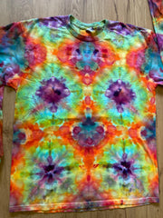 Large Shirt | Handmade fractal Shirt | Trippy Tie Dye Tee | Lotus Flower Shirt | Oversized Tee | Psychedelic Shirt | Long Sleeve Yoga Tee