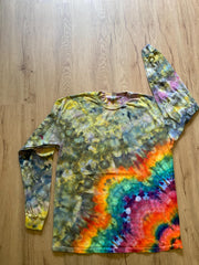 Large Shirt | Handmade Mandala Shirt | Trippy Tie Dye Tee | Lotus Flower Shirt | Oversized Tee | Psychedelic Shirt | Long Sleeve Yoga Tee