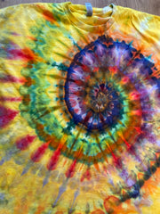 2XL Handmade Spiral swirl Shirt | Trippy Tie Dye Tee | Lotus Flower Shirt | Oversized Tee | Psychedelic Shirt | Long Sleeve Yoga Tee