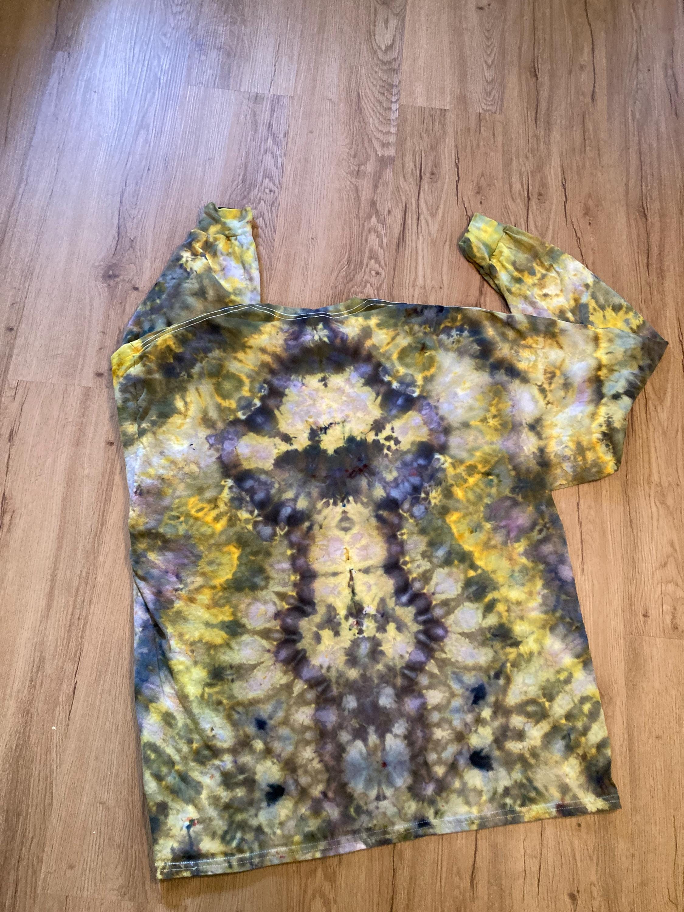 2XL Handmade Mandala Shirt | Trippy Tie Dye Tee | Lotus Flower Shirt | Oversized Tee | Psychedelic Shirt | Long Sleeve Yoga Tee