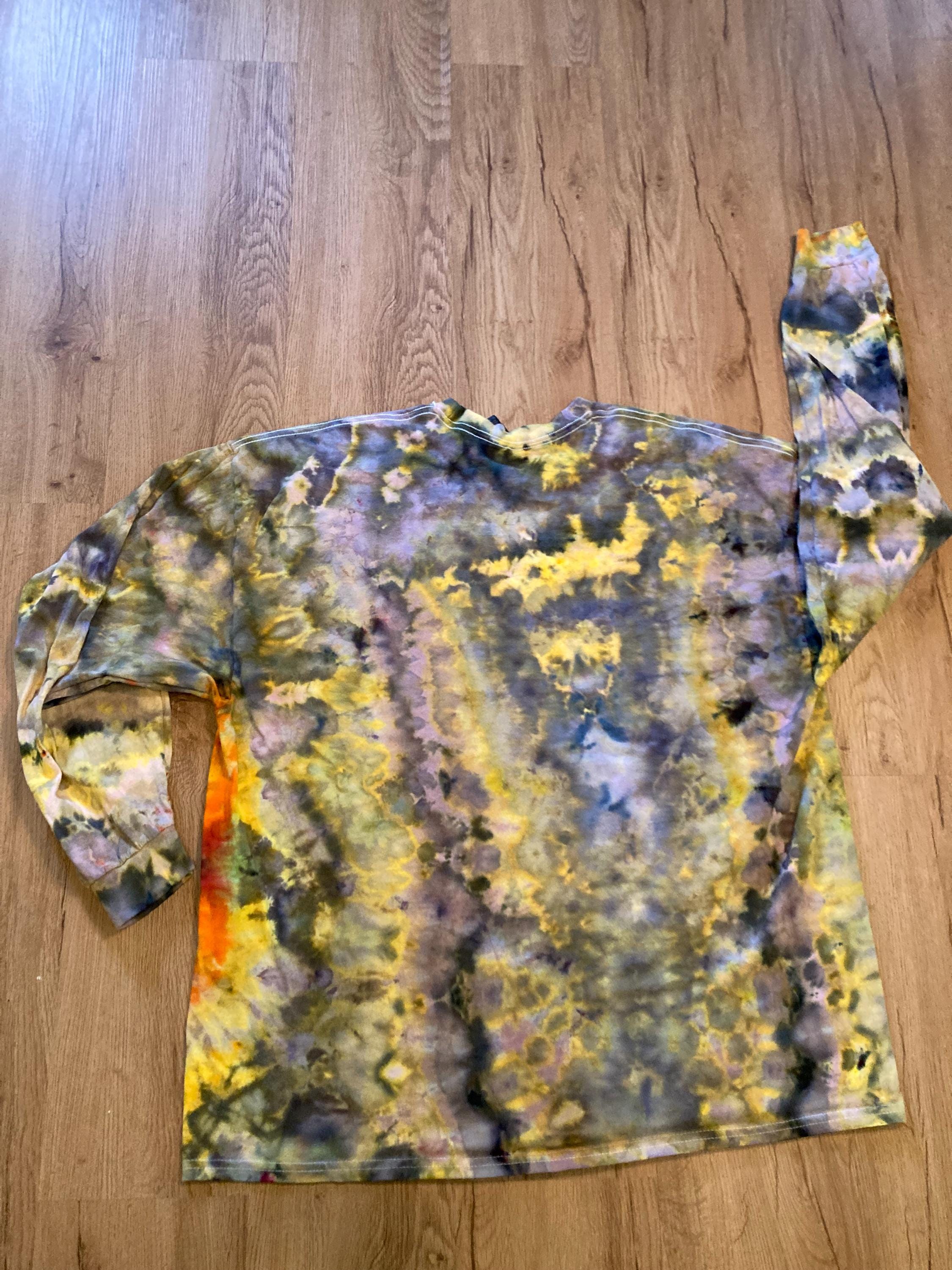 2XL Handmade Mandala Shirt | Trippy Tie Dye Tee | Lotus Flower Shirt | Oversized Tee | Psychedelic Shirt | Long Sleeve Yoga Tee
