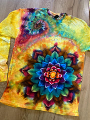 Medium Shirt | Handmade Special Mandala Shirt | Trippy Tie Dye | Lotus Flower Shirt | Oversized Tee | Psychedelic Shirt | Long Sleeve Tee