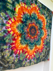 Psychedelic Wall Hanging | Trippy Tie Dye Tapestry | Ice Dye Tapestry | Fractal Tapestry | Above Bed Decor | Psytrance Art