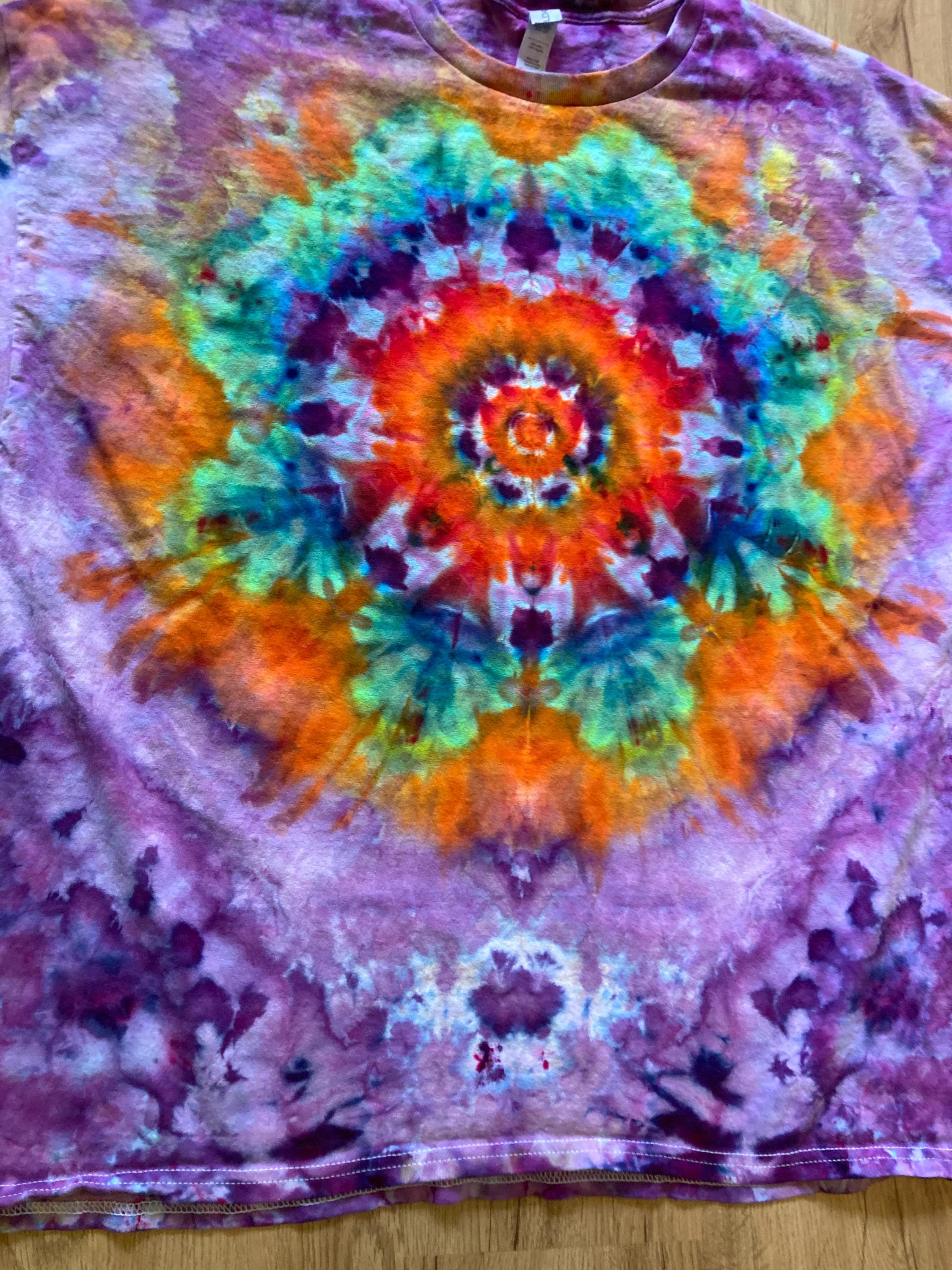 3XL Shirt | Lotus Tie Dye Shirt | Psychedelic T Shirt | Galaxy Ice Dye Shirt | Festival Shirt | Mandala Psytrance Shirt | Geode Tie Dye