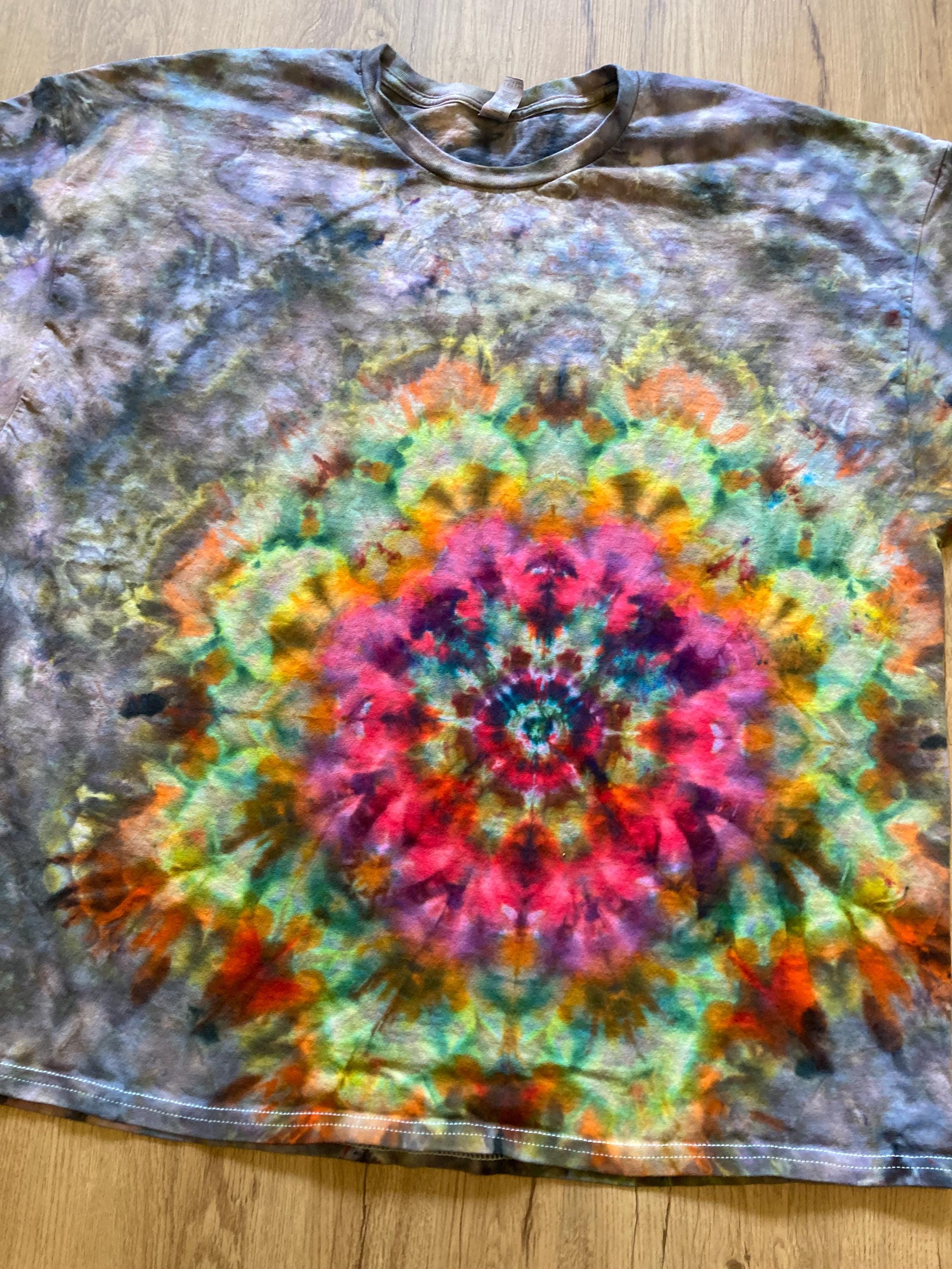 3XL Shirt | Lotus Tie Dye Shirt | Psychedelic T Shirt | Galaxy Ice Dye Shirt | Festival Shirt | Mandala Psytrance Shirt | Geode Tie Dye