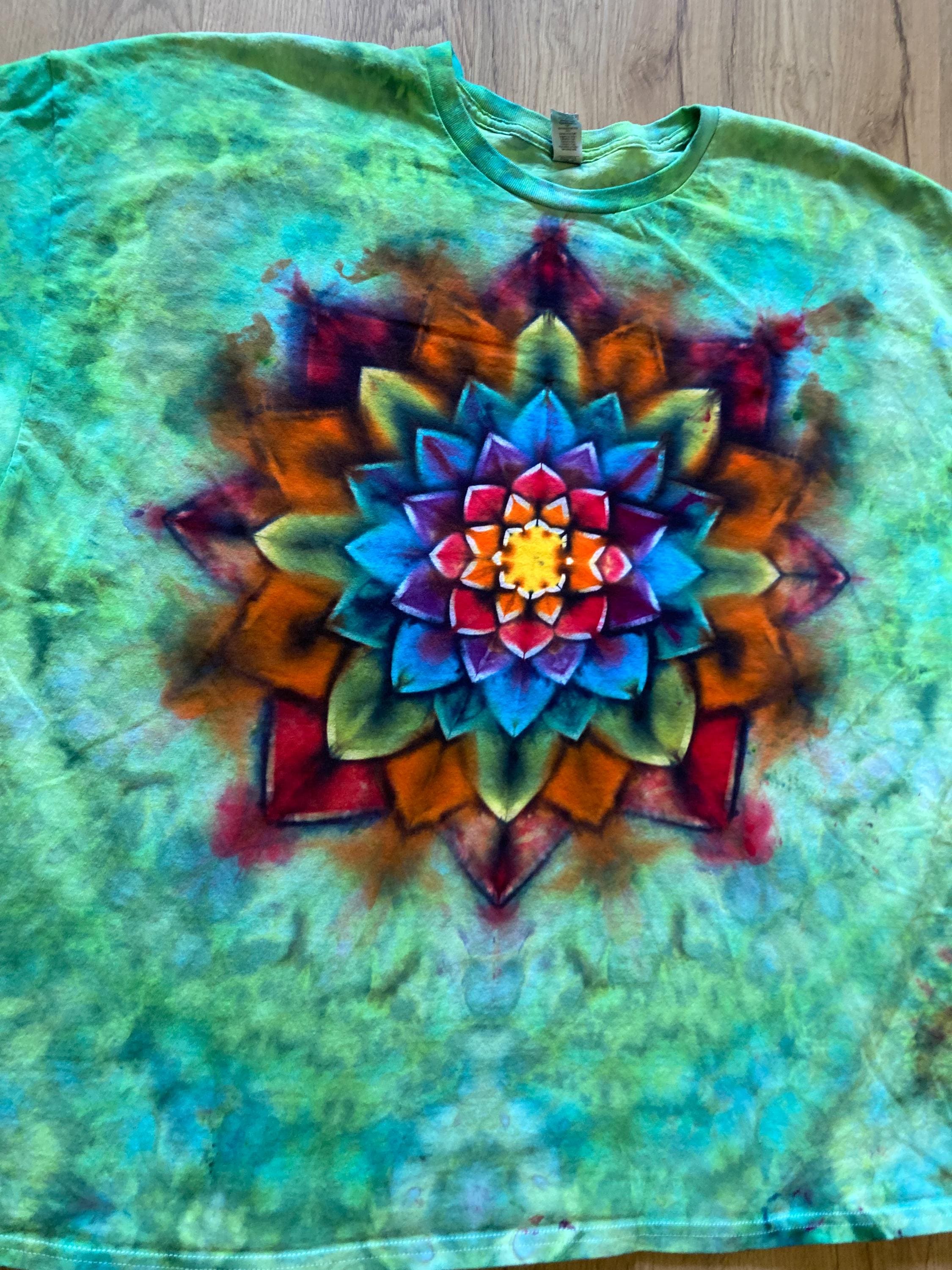 3XL Shirt | Lotus Tie Dye Shirt | Psychedelic T Shirt | Galaxy Ice Dye Shirt | Festival Shirt | Mandala Psytrance Shirt | Geode Tie Dye