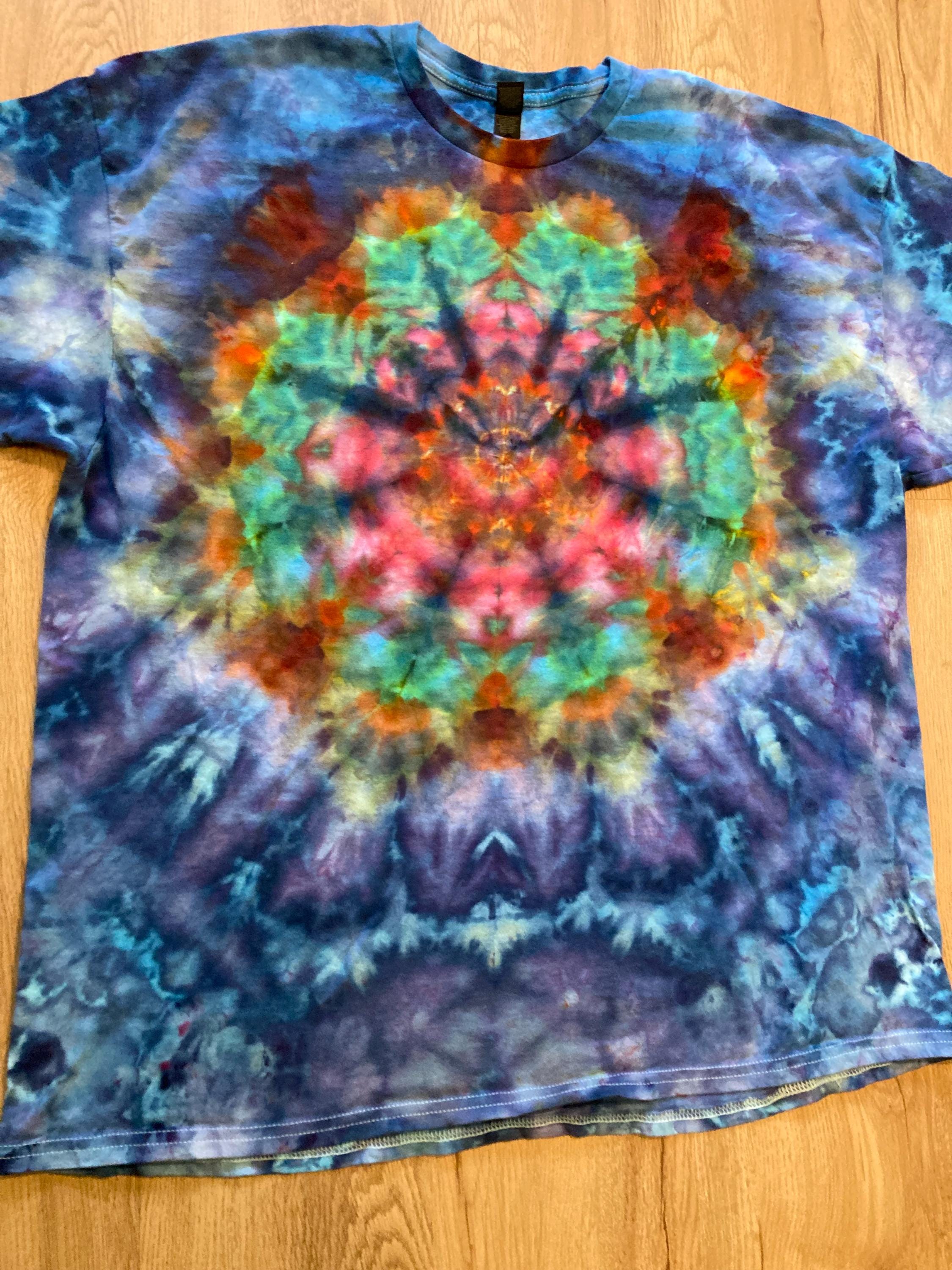 2Xl | Lotus Tie Dye Shirt | Psychedelic T Shirt | Galaxy Ice Dye Shirt | Festival Shirt | Mandala Psytrance Shirt | Geode Tie Dye