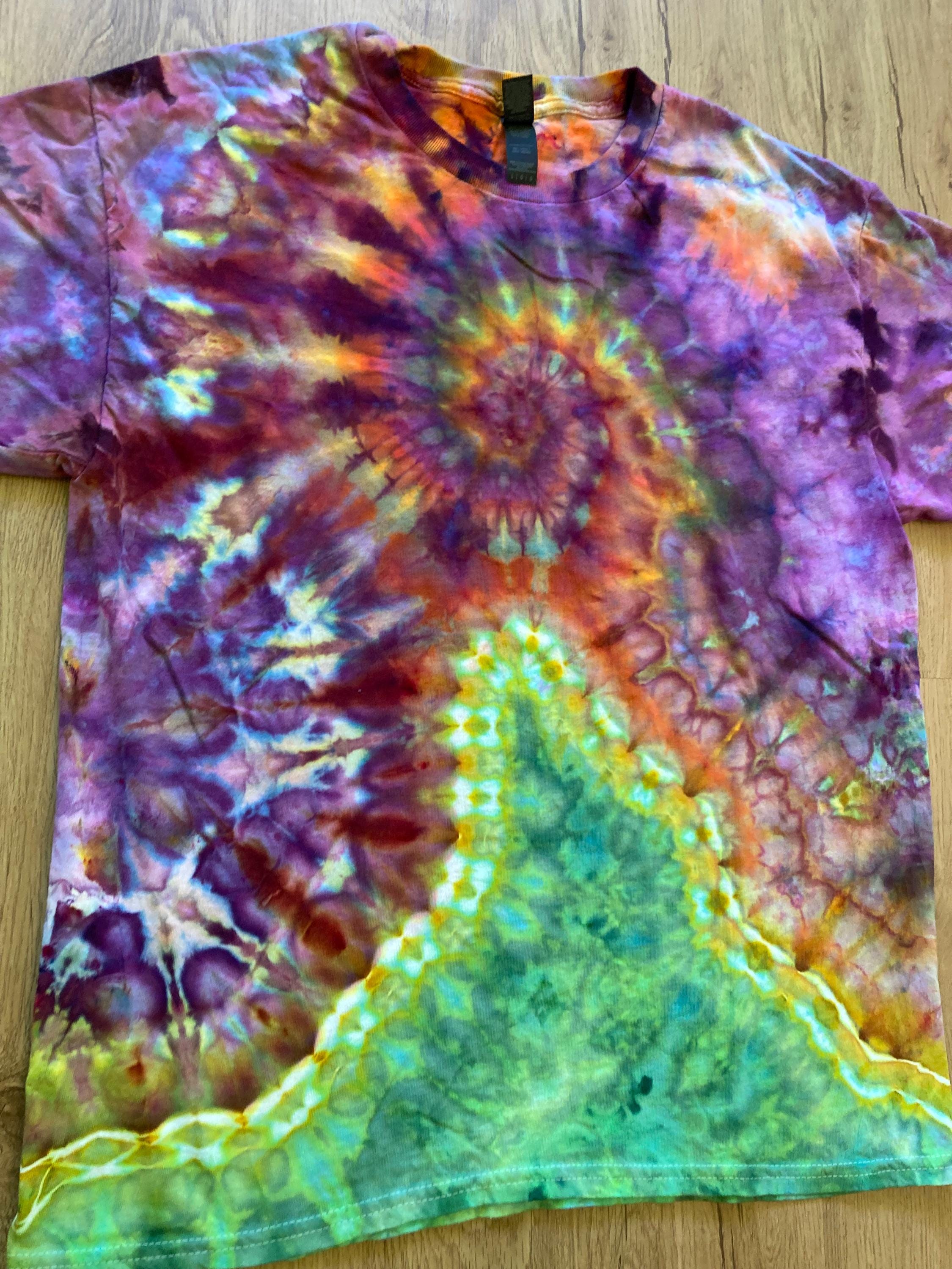 Large Shirt | Spiral Tie Dye Shirt | Psychedelic T Shirt | Galaxy Ice Dye Shirt | Festival Shirt | Mandala Psytrance Shirt | Geode Tie Dye
