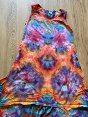 Size Large Dress | Psychedelic Hippie Dress | High Low Tie Dye Dress | Mirror image tank Dress | Festival Apparel | Galaxy Ice Dye Dress