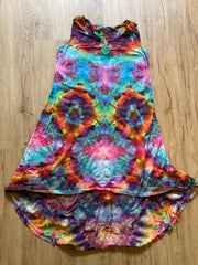 Size Large Dress | Psychedelic Hippie Dress | High Low Tie Dye Dress | Mirror image tank Dress | Festival Apparel | Galaxy Ice Dye Dress