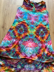 Size Large Dress | Psychedelic Hippie Dress | High Low Tie Dye Dress | Mirror image tank Dress | Festival Apparel | Galaxy Ice Dye Dress
