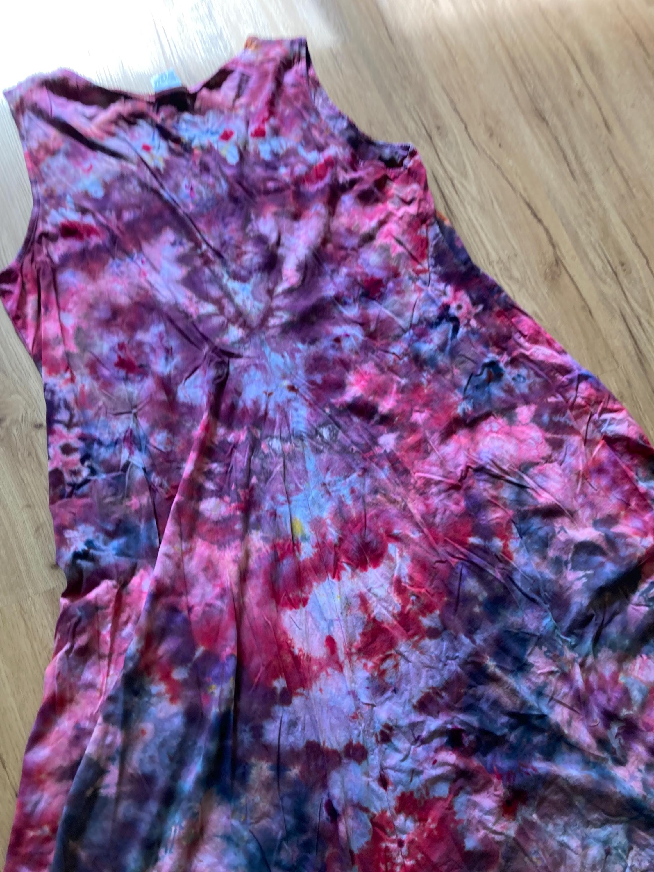 Size 2xl Dress | Psychedelic Hippie Dress | High Low Tie Dye Dress | Mandala Flower Tank Dress | Festival Apparel | Galaxy Ice Dye Dress