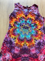 Size 2xl Dress | Psychedelic Hippie Dress | High Low Tie Dye Dress | Mandala Flower Tank Dress | Festival Apparel | Galaxy Ice Dye Dress
